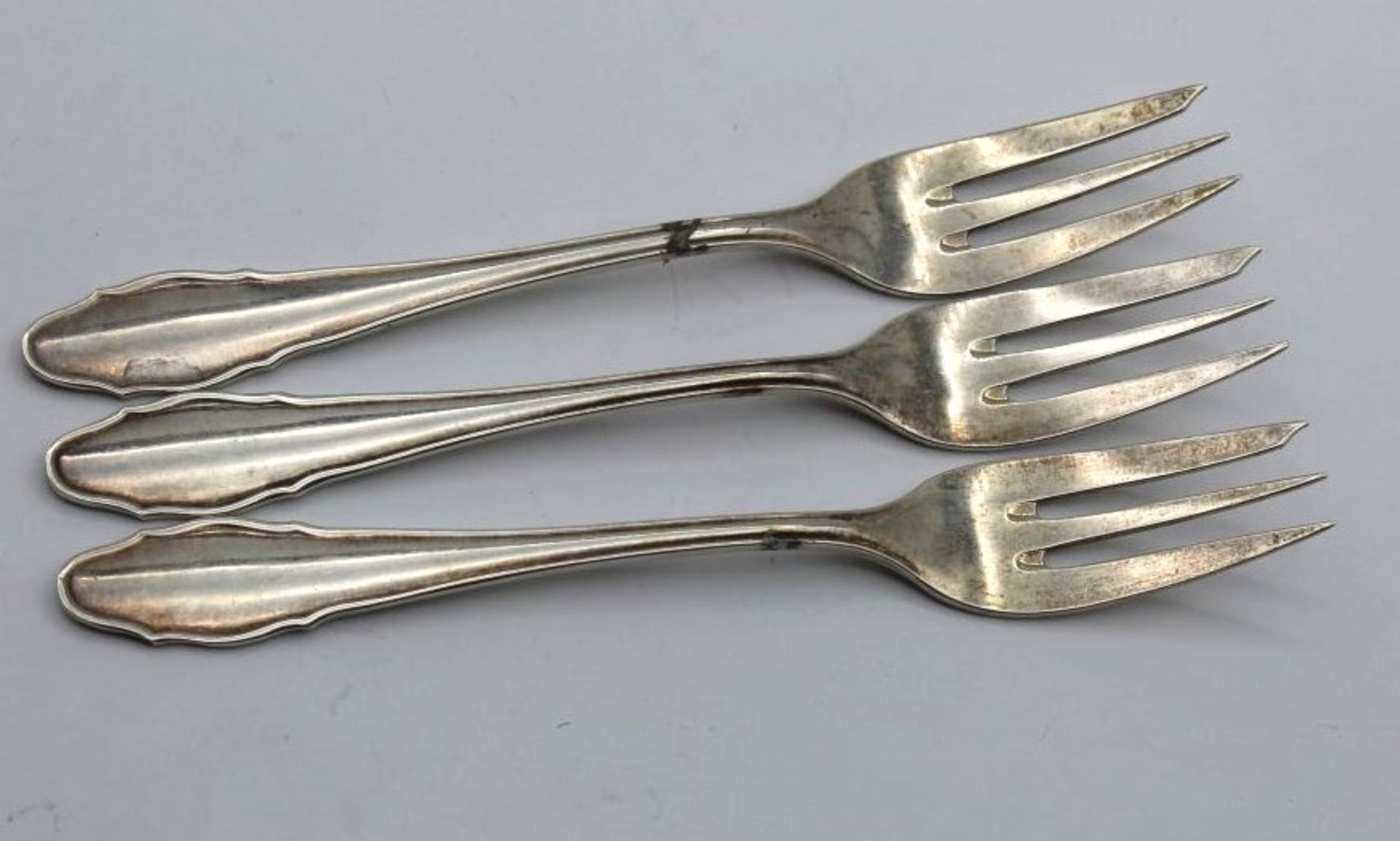 3x Kuchengabeln, 800er Silber, 80,4gr., L-14,5cm.