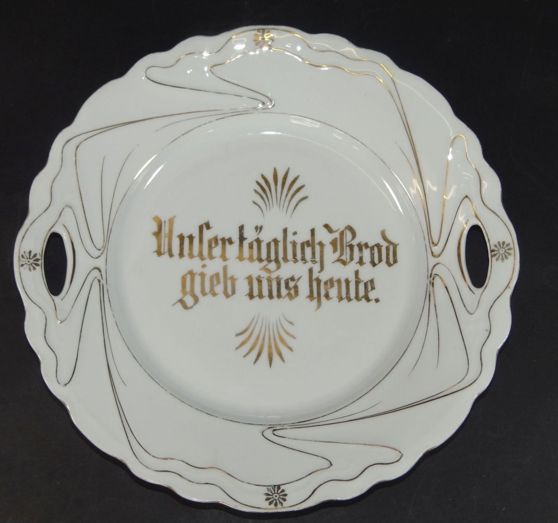 Jugendstil-Brotteller mit Spruch, D-25 cm