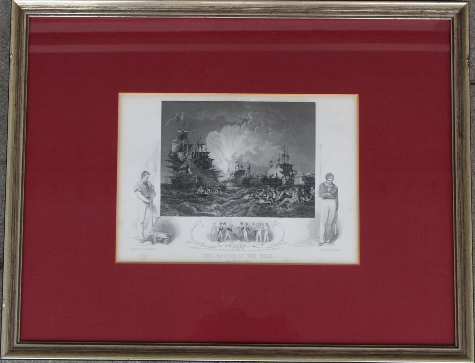 4x Radierungen mit Seeschlachten um 1790, ger7Glas, RG 35x45 cm - Bild 2 aus 9