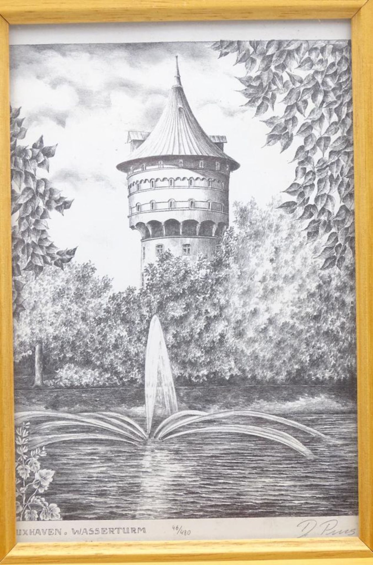 Zwei kl. Bilder Cuxhaven, Wasserturm/Fischereihafen, D.Puns, 16,5x11,5cm, 11,5x8,5cm - Bild 2 aus 7