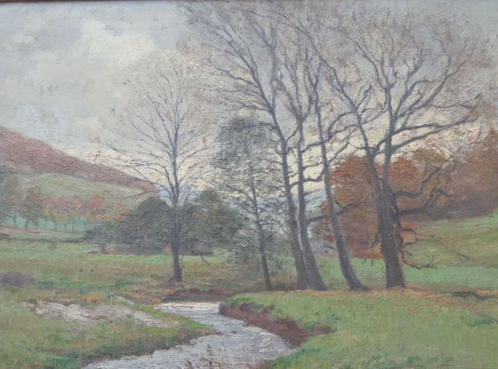Richard KLINGEN (1873-1924) "herbstliche Flusslandschaft", Öl/Leinen, gerahmt, RG 77x98 c