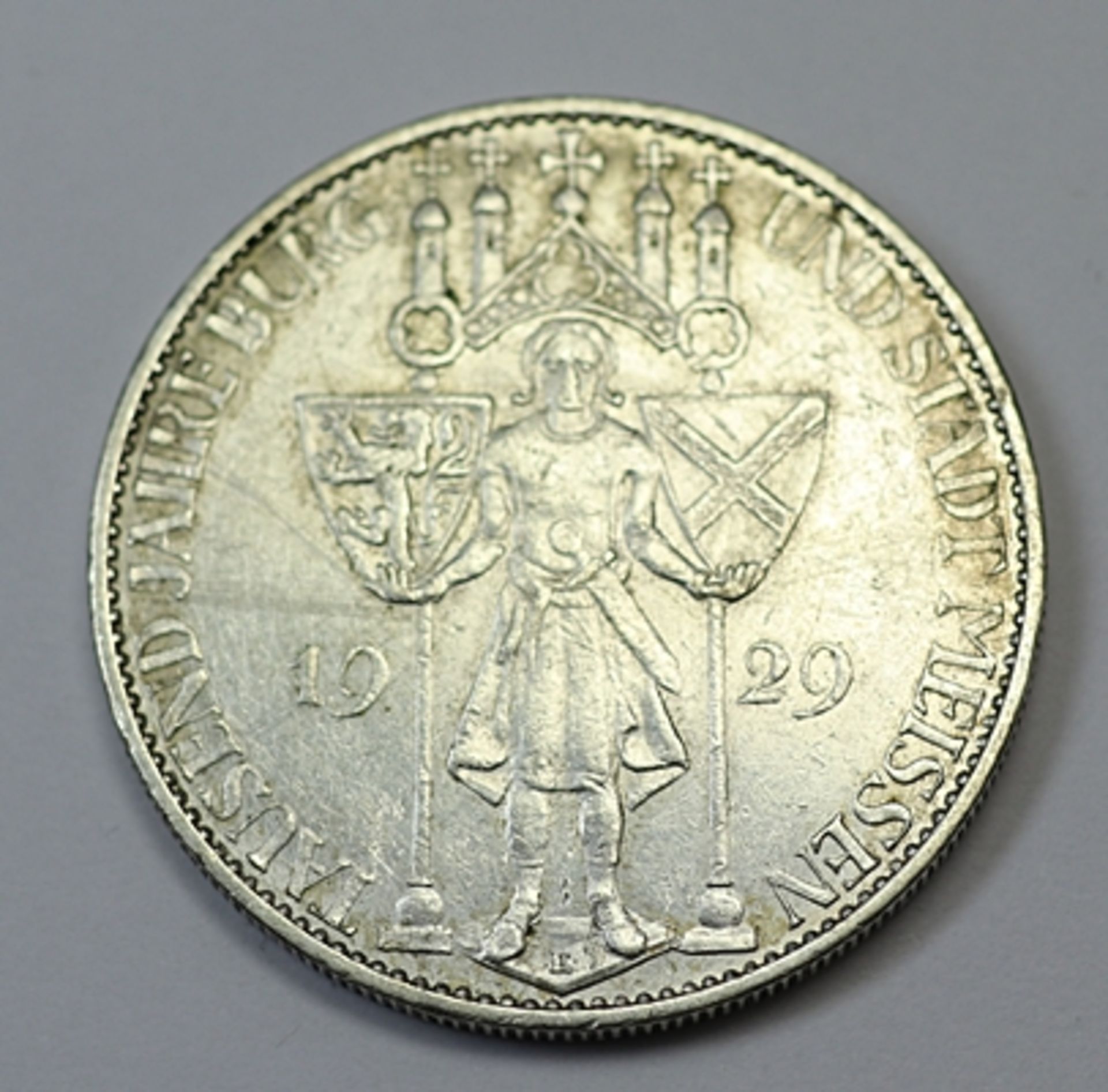 Fünf Reichsmark, Deutsches Reich, Tausend Jahre Burg und Stadt Meissen 1929 E, vz., 25,15 gr