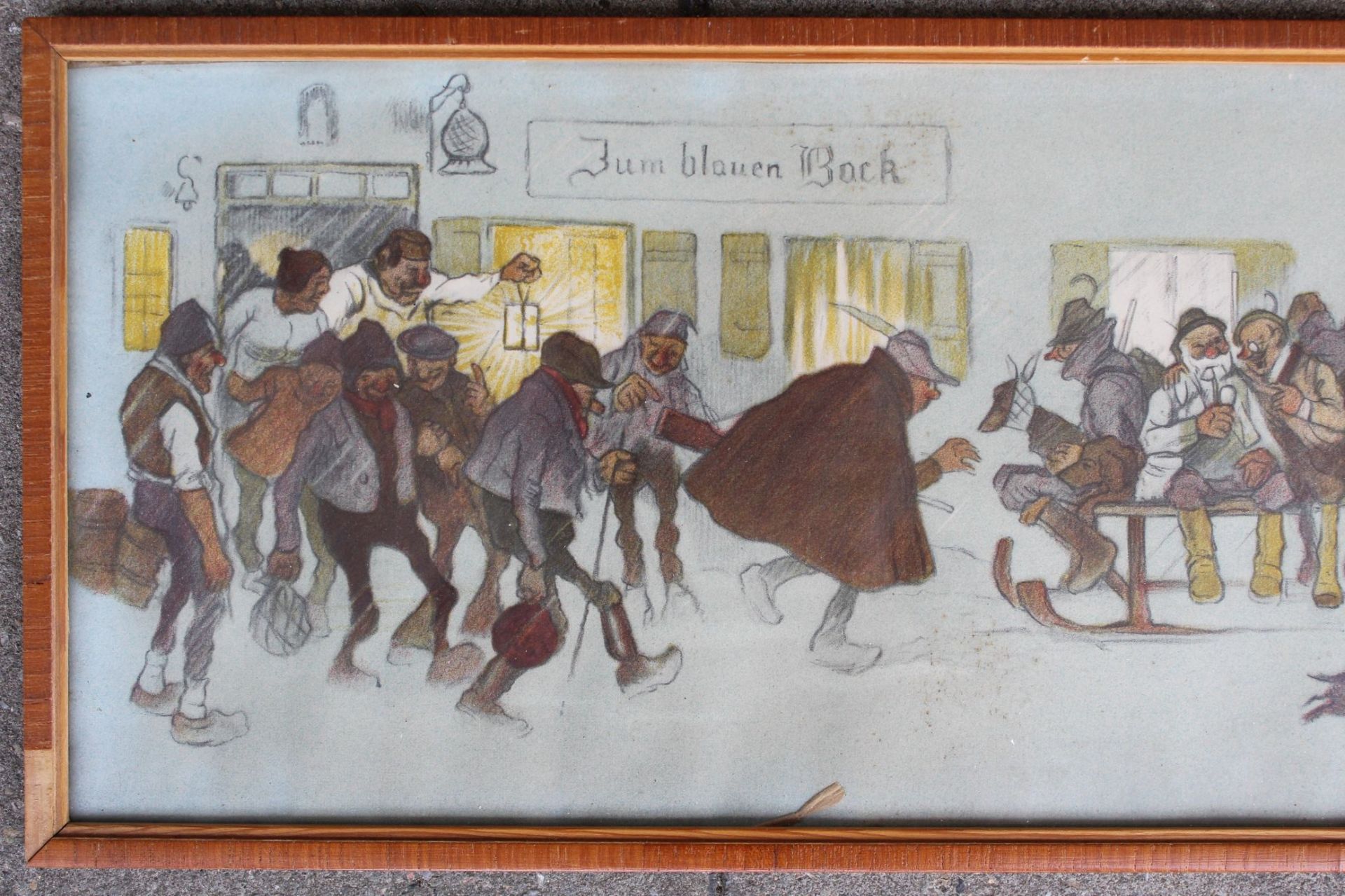 Karikatrur-Kunstdruck nach A.Roeseler, ger/Glas, 21x54 cm - Image 2 of 3