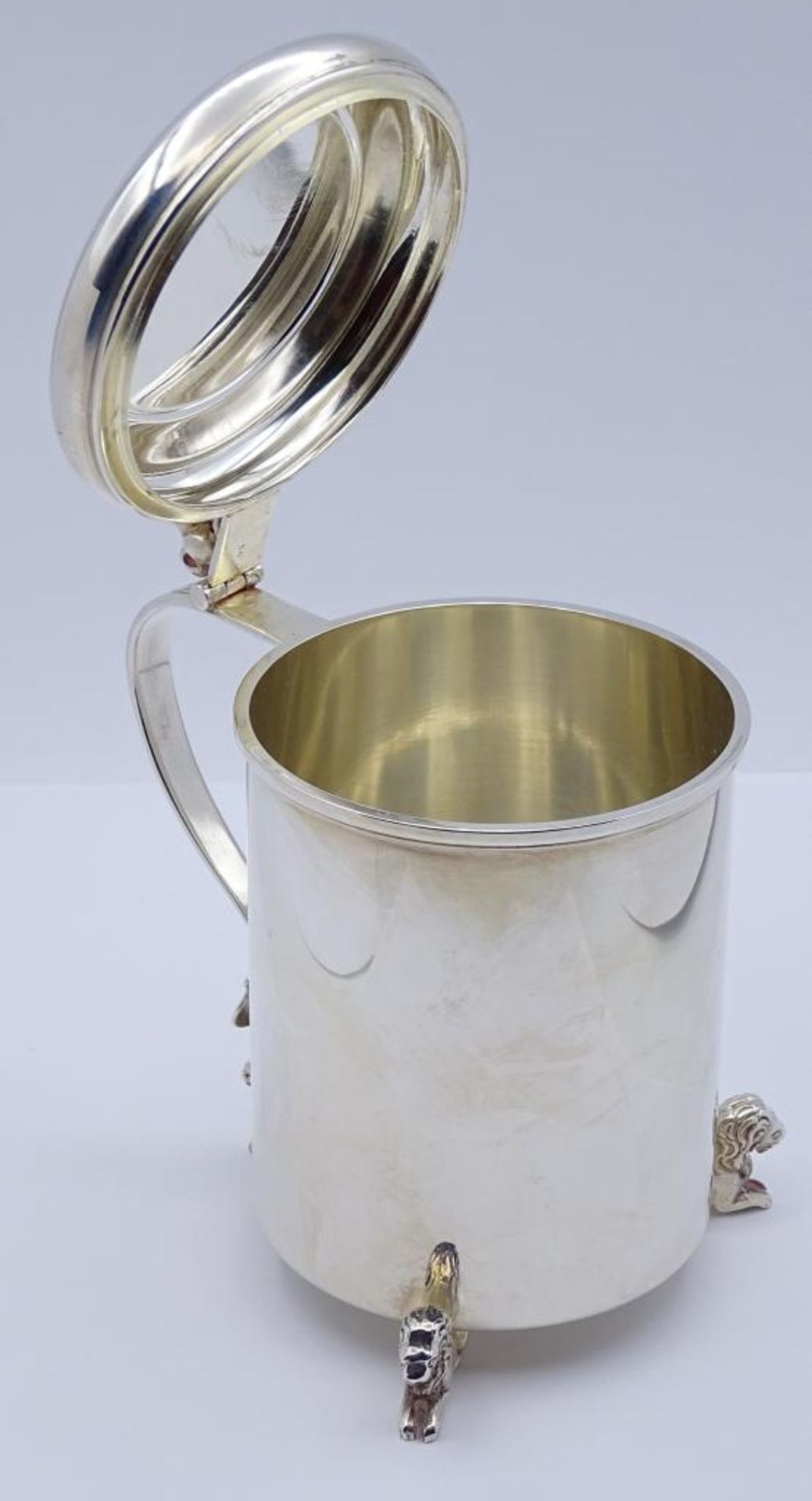 Deckelkrug,Silber 830/000, Löwendarstellungen,H-13cm, 270,8gr - Bild 5 aus 10