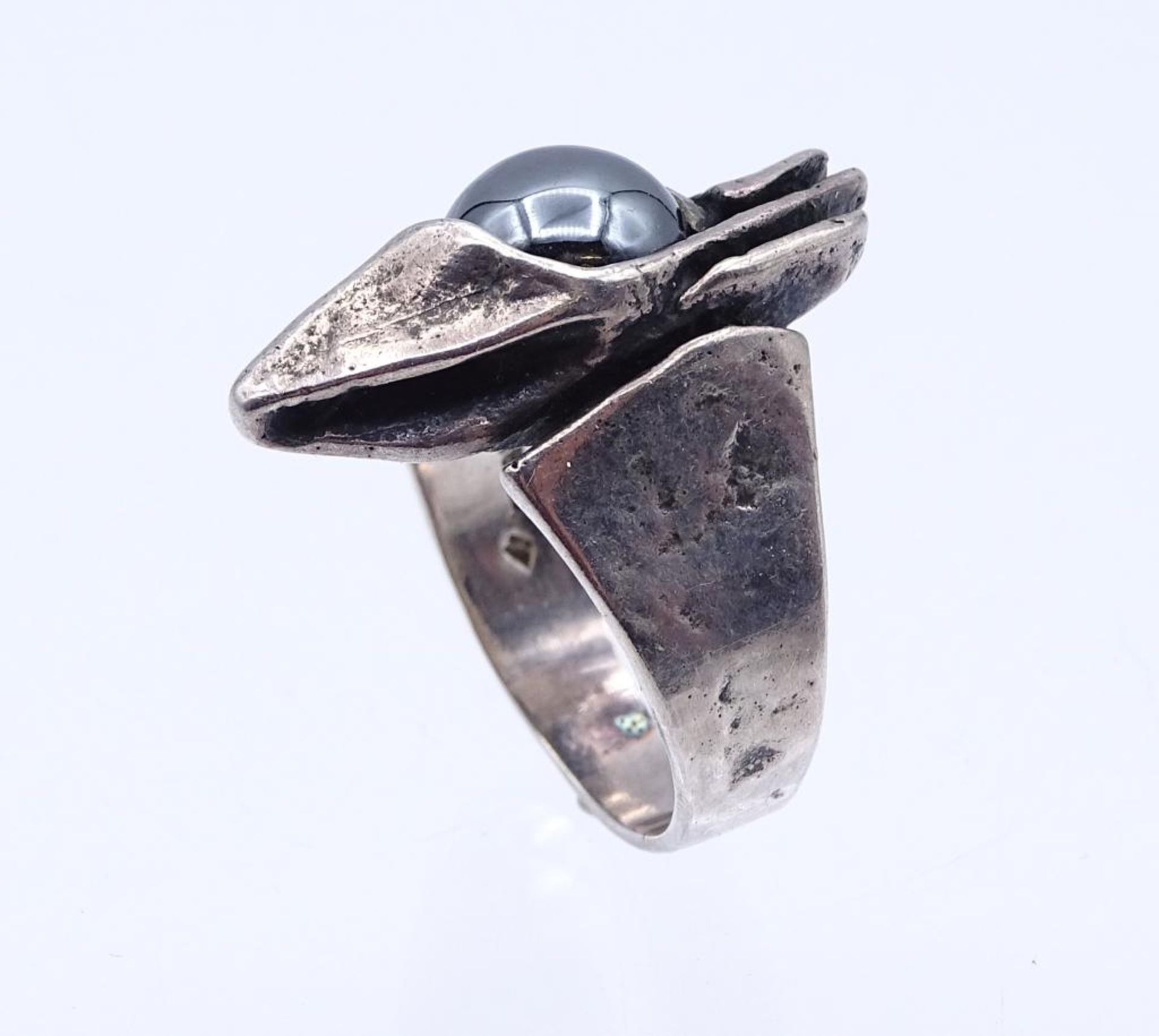 Designer Sterling Silber Ring mit einer Hämatitkugel,Silber 925/000, 10,3gr., RG 6 - Bild 3 aus 4