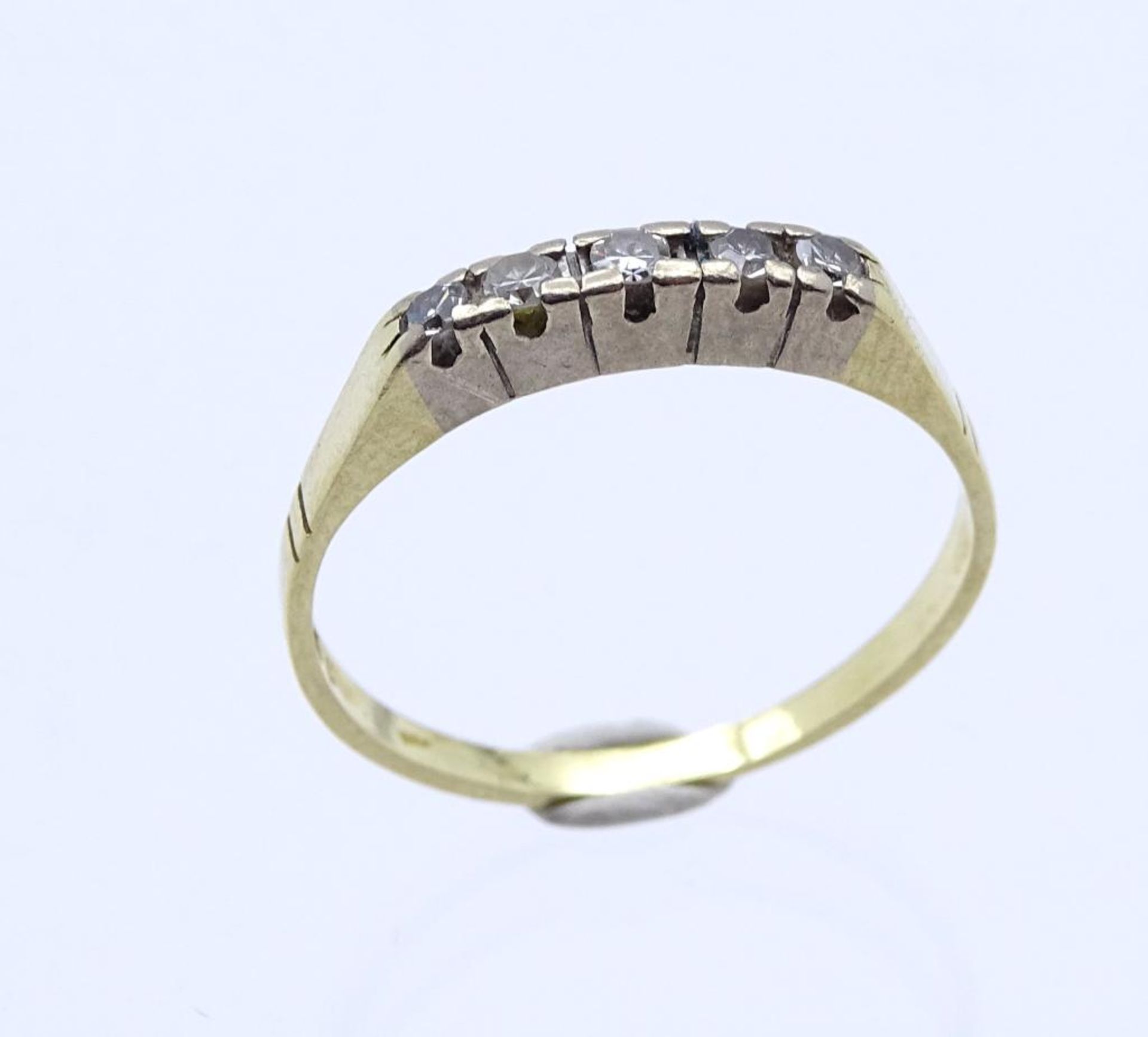 585er GG Ring mit 5 Diamanten,zus.ca. 0,05ct.,2,4gr., RG 57 - Bild 3 aus 4