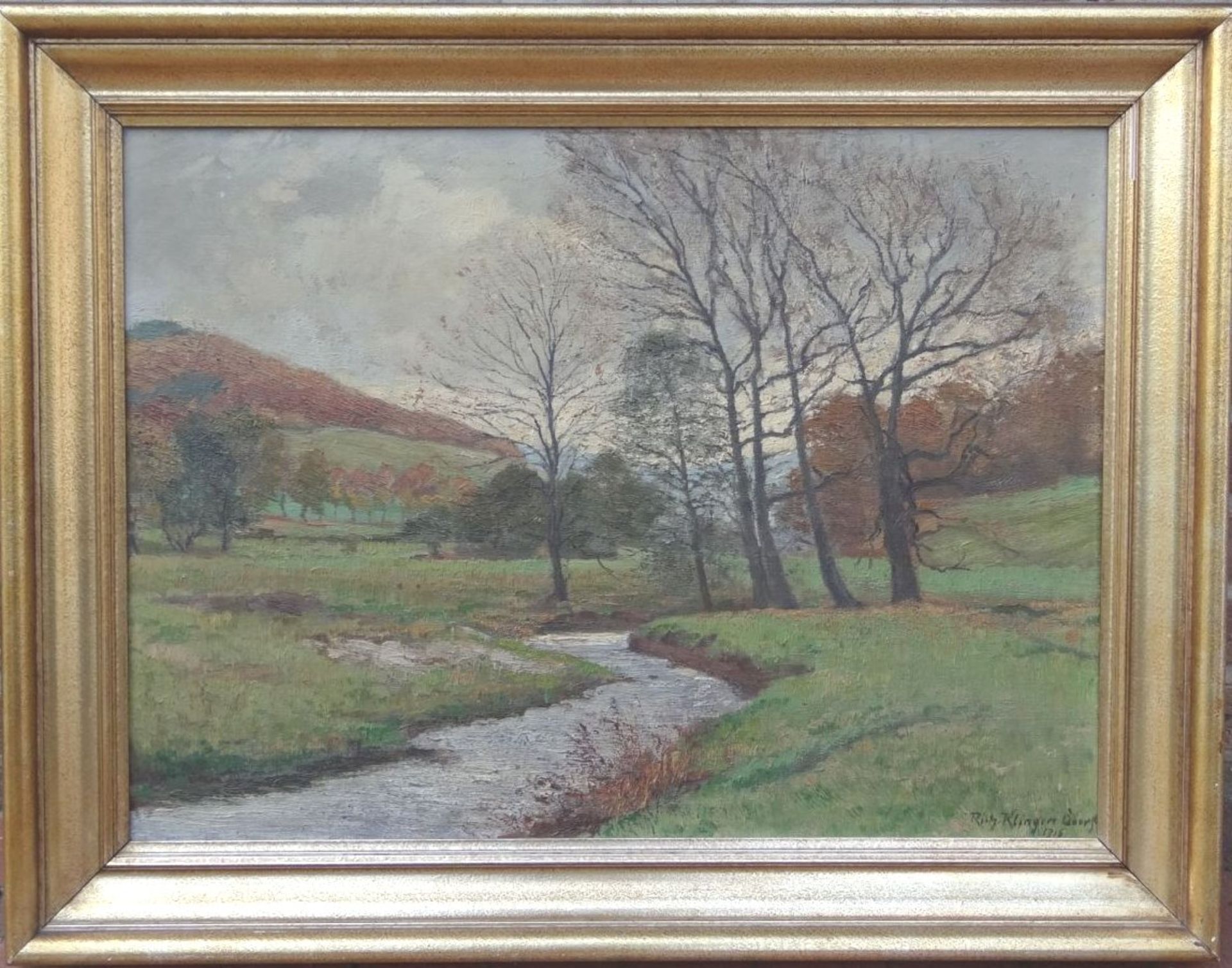 Richard KLINGEN (1873-1924) "herbstliche Flusslandschaft", Öl/Leinen, gerahmt, RG 77x98 c - Bild 2 aus 5