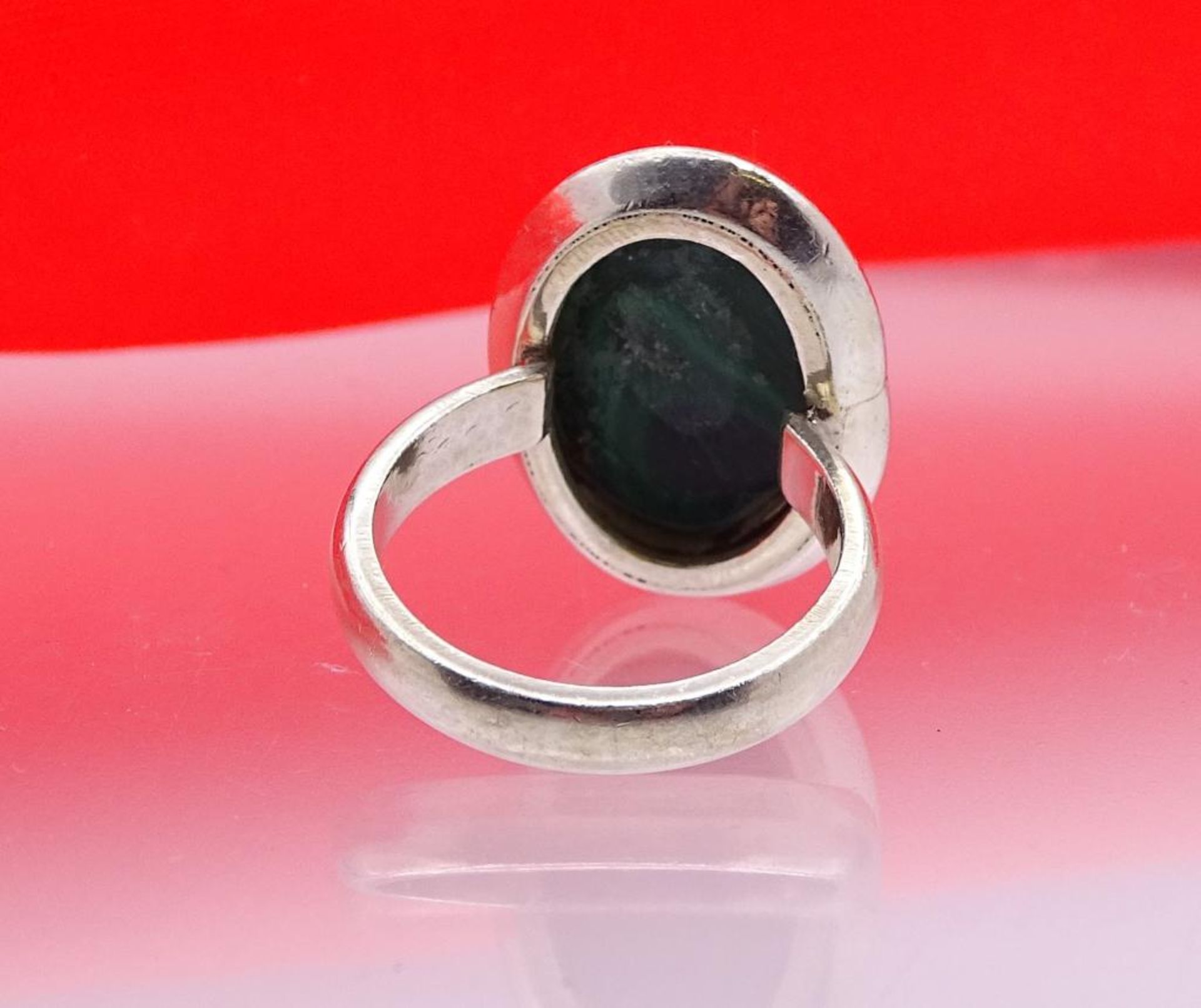 925er Silber Ring mit einen Malachit Cabochon, 9,8gr., RG 56 - Bild 3 aus 3