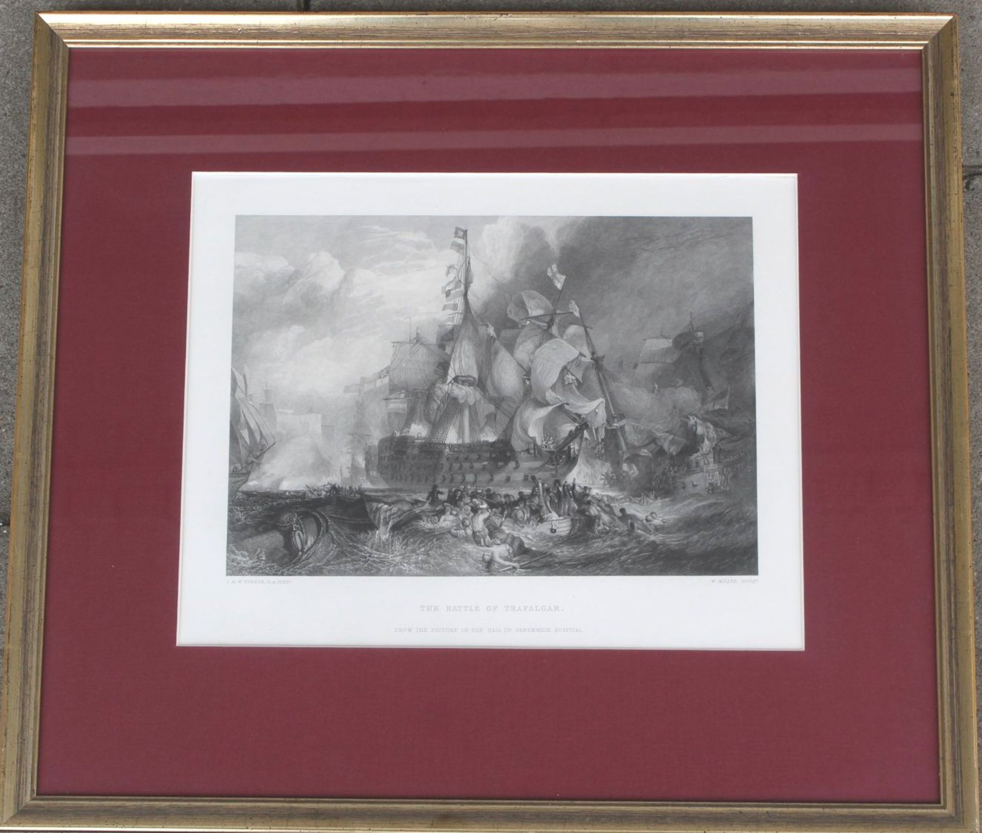 Grafik "Seeschlacht von Trafalgar" ger/Glas, RG 41x45 cm - Image 2 of 5