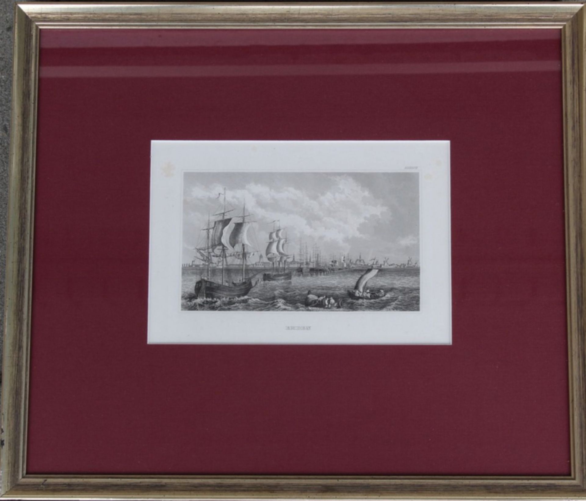 4x Radierungen mit Seeschlachten um 1790, ger7Glas, RG 35x45 cm - Image 7 of 9
