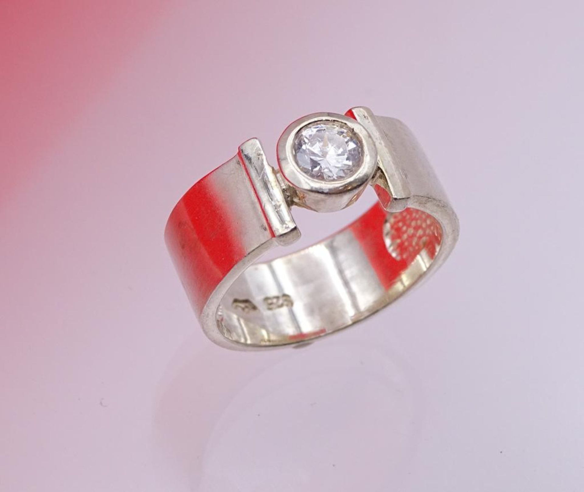 925er Silber Ring mit einen Zirkon, 5,3gr., RG 54 - Bild 3 aus 3