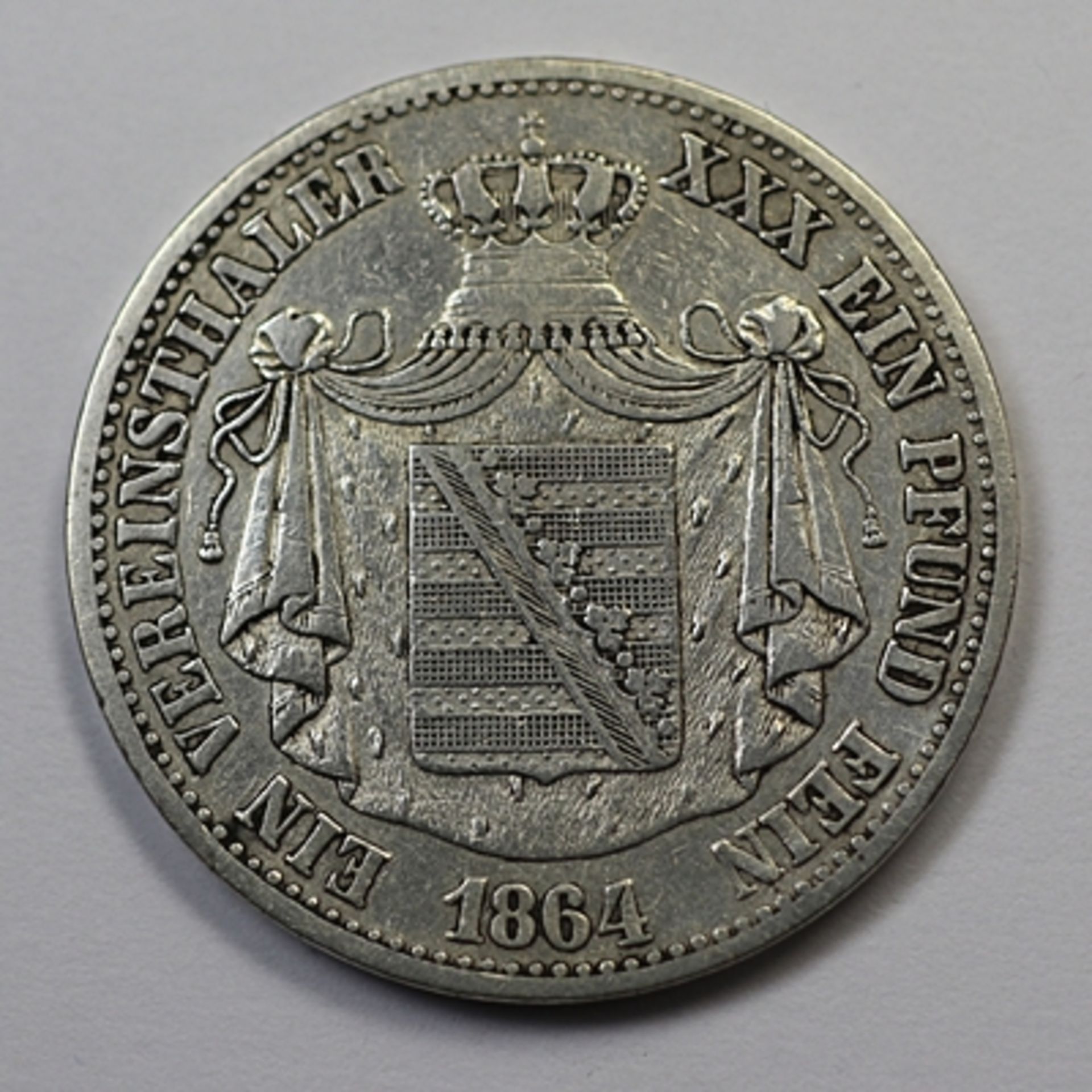 Vereinsthaler, Ernst Herzog von Sachsen Altenburg 1864 B vz., 18,31 gr. - Bild 2 aus 2