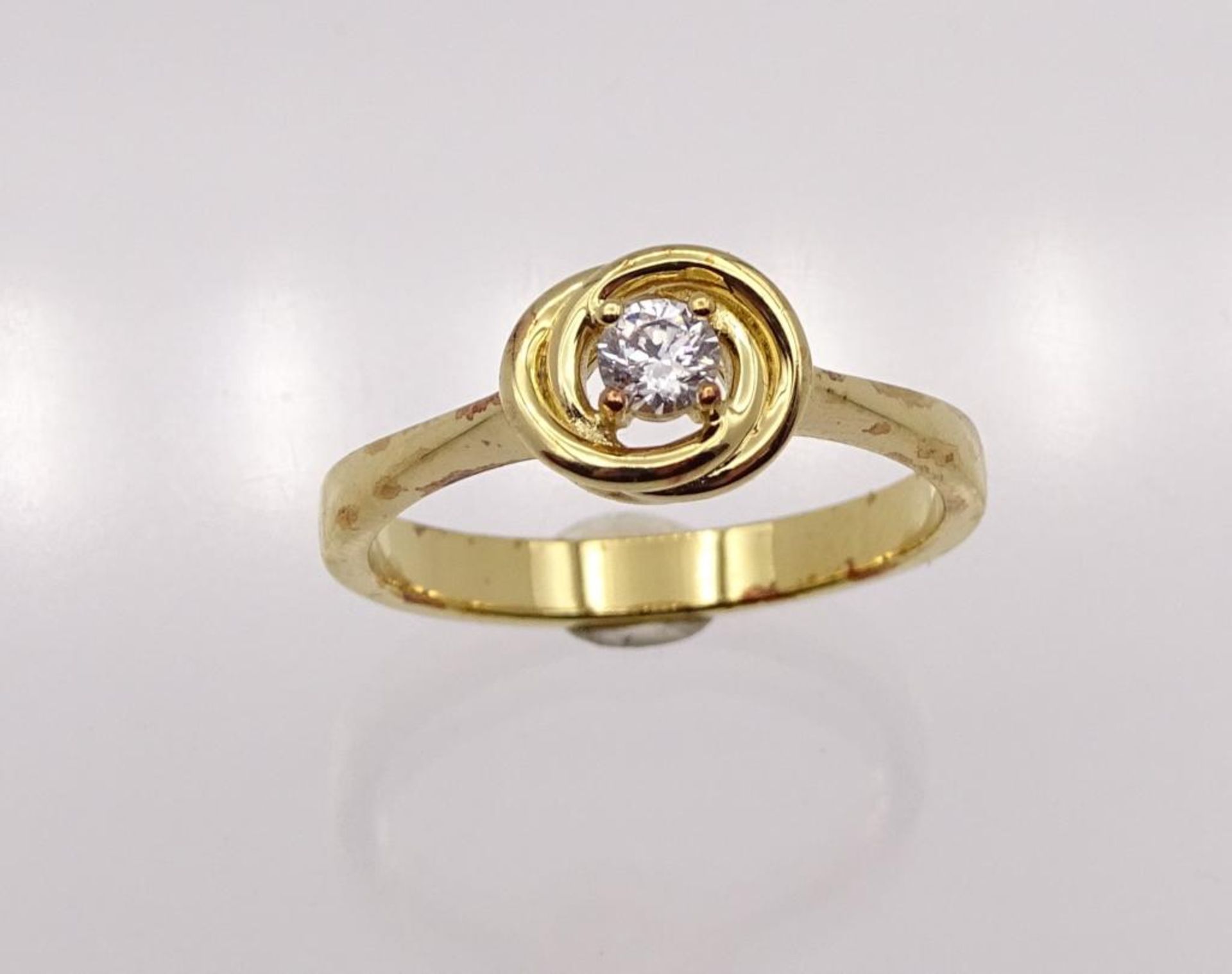 Edelstein-Ring Silber 925 vergoldet, mit einem rund fac. Weißen Edelstein 3,7 mm, RG 59, 3,6 - Image 3 of 3