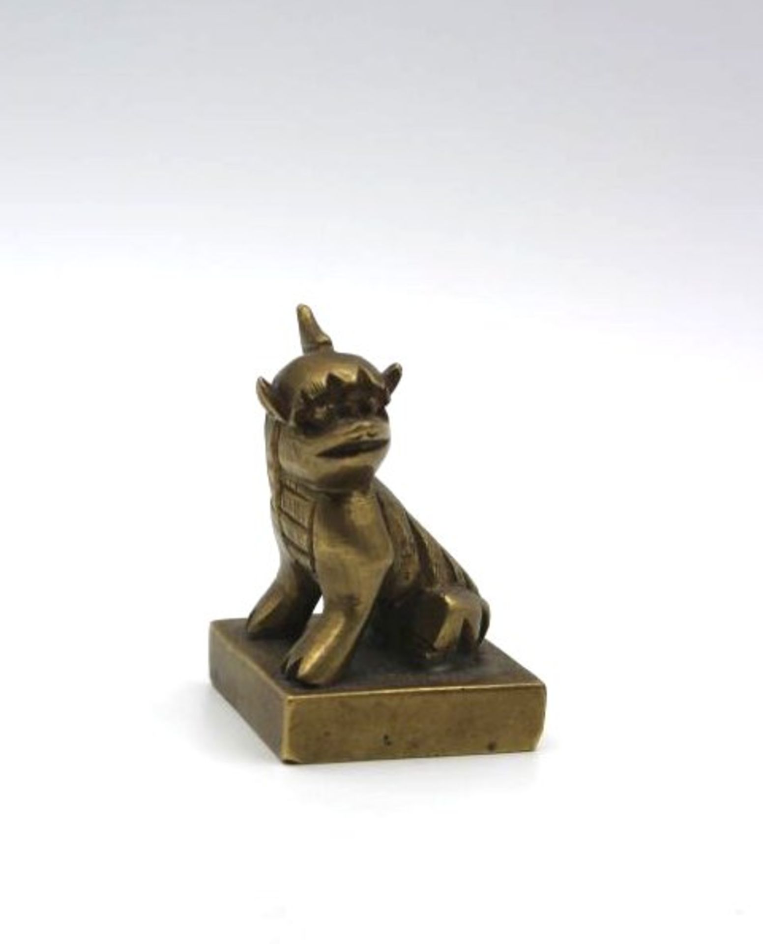 Petschaft, wohl Bronze, China, Tempelhund, H-5cm.
