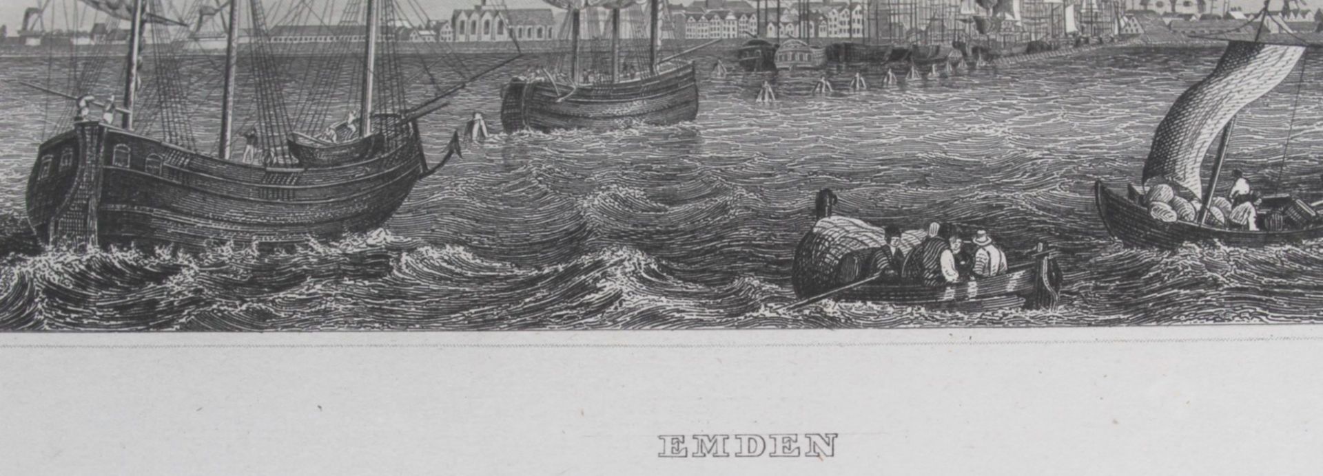 Ansichtenstich "Emden" vom Hafen aus, ger/Glas, RG 34x39 cm - Image 3 of 4