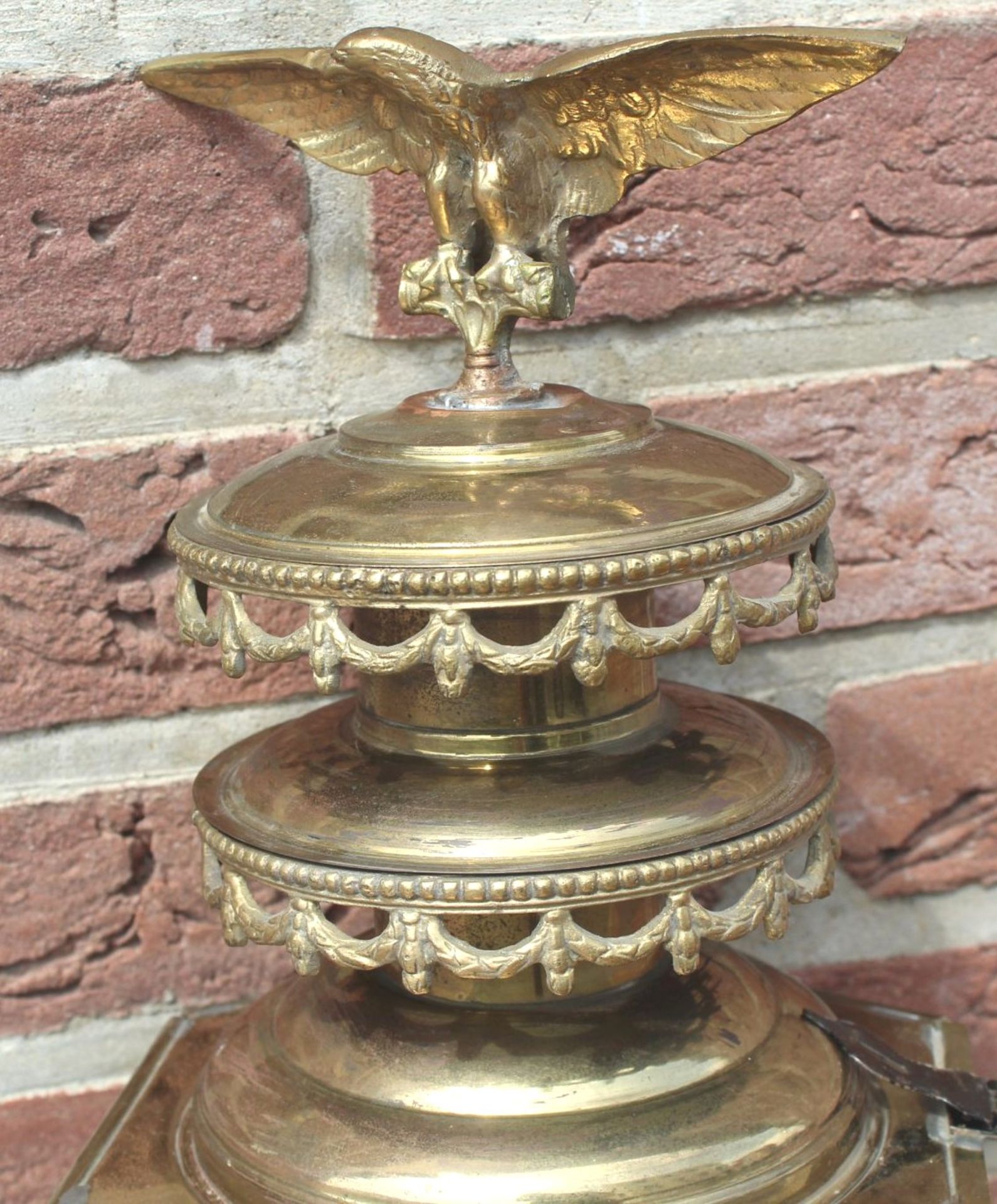 grosse, massive Kutschenlampe, Messing/Bronze, H-75 cm, B-28 cm, elektrisch, guter Zustand - Bild 9 aus 9