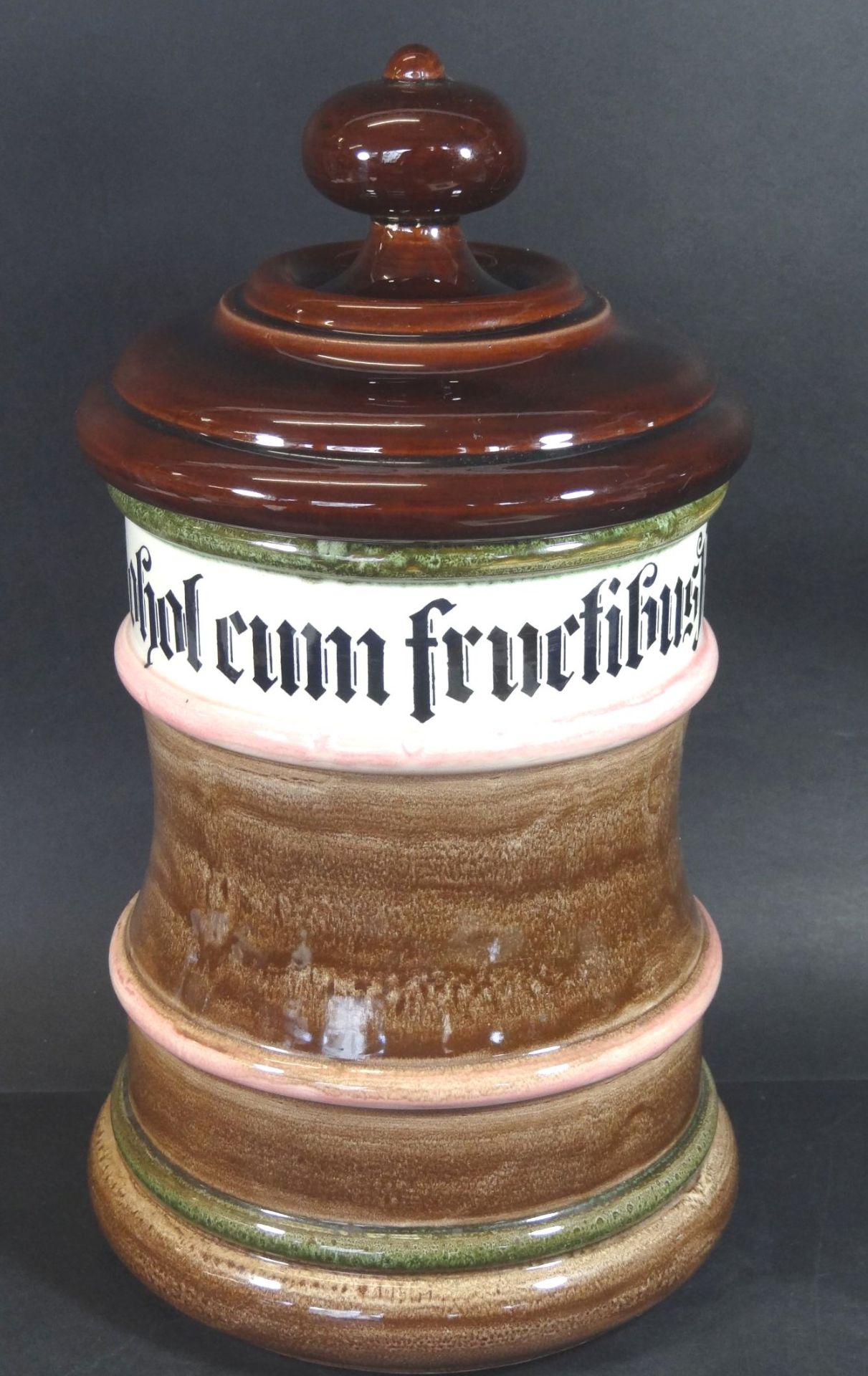 gr. Bowlengefäss, beschriftet "Alcohol cum fruchtbus", H-34 cm, D-16 c