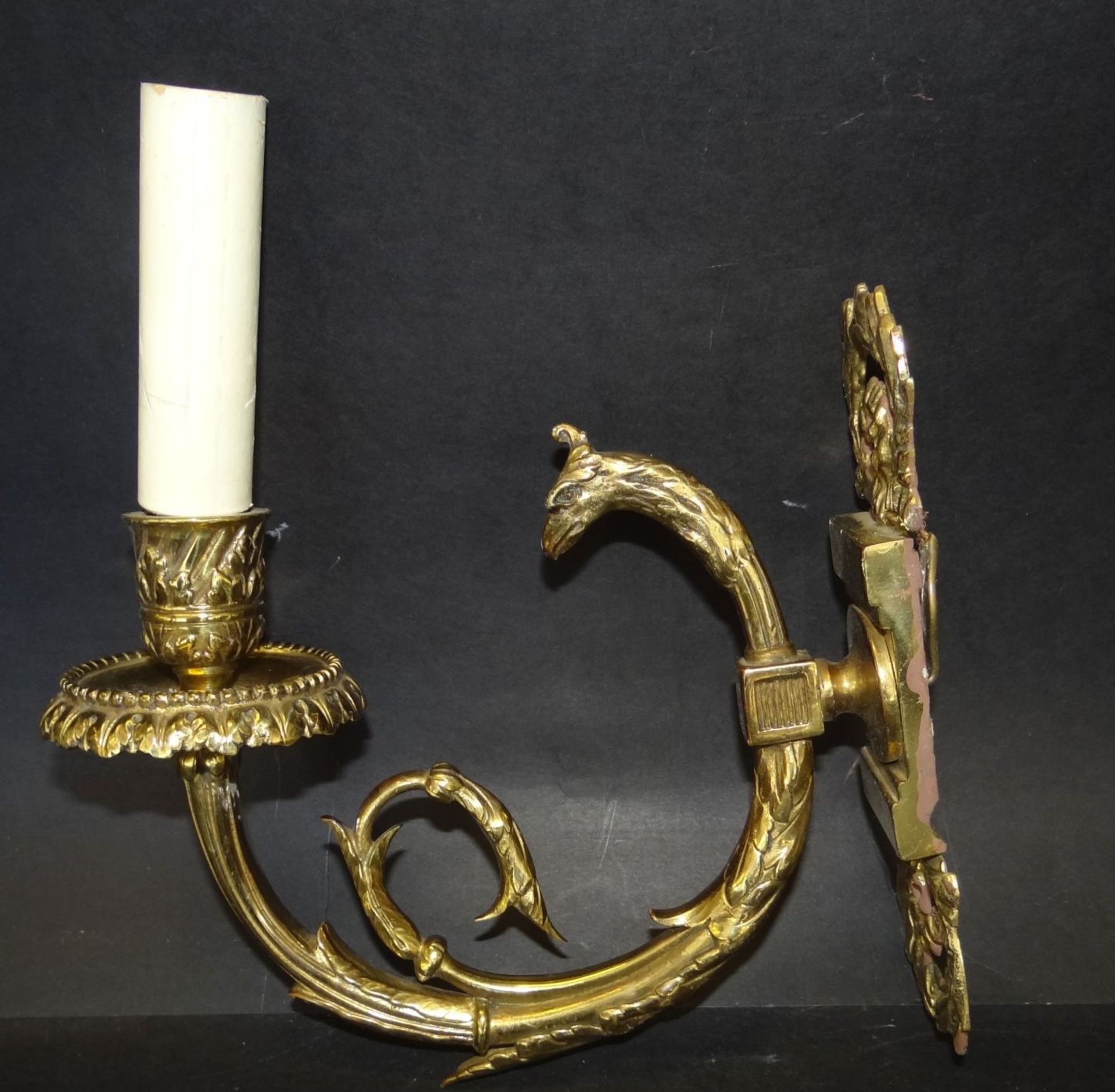 Paar Wandlampen, Bronze, H-26 cm, T-20 cm - Bild 2 aus 4
