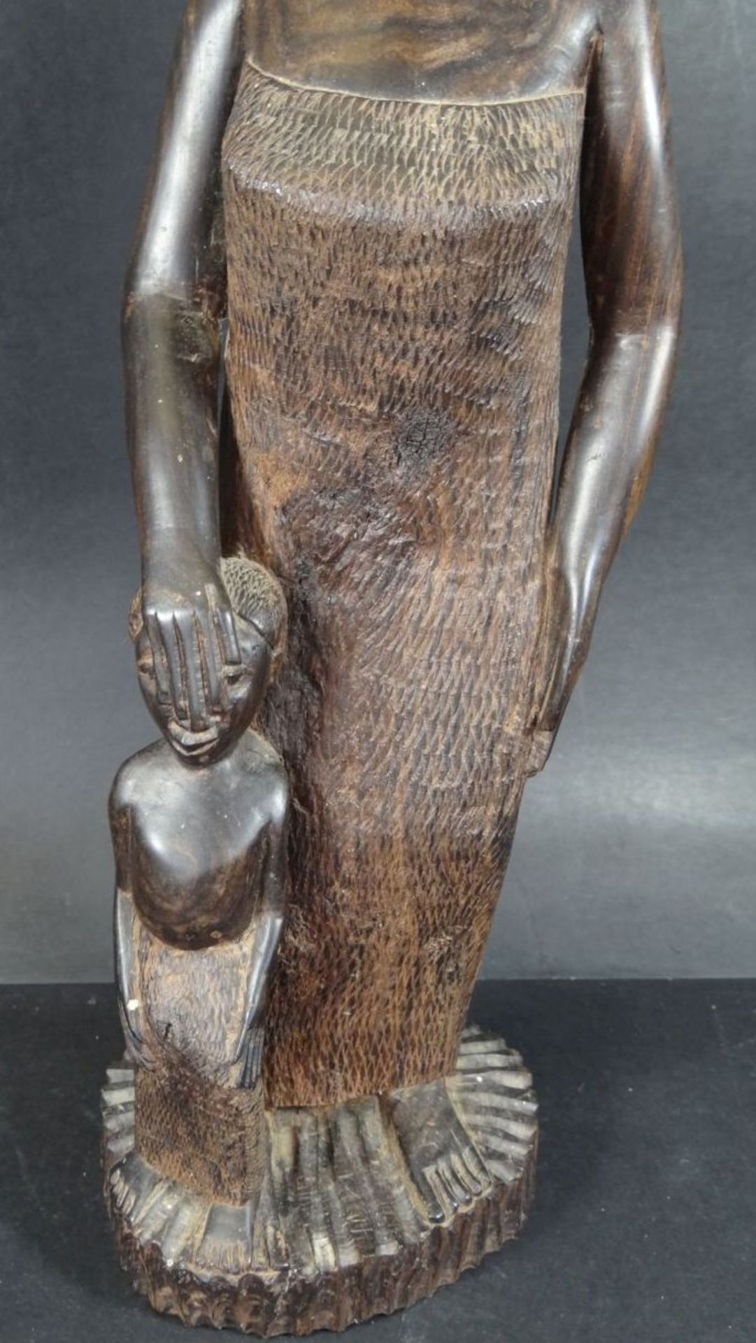afrikan. Holzschnitzerei, Mutter mit Kind, H-39 cm - Bild 3 aus 7