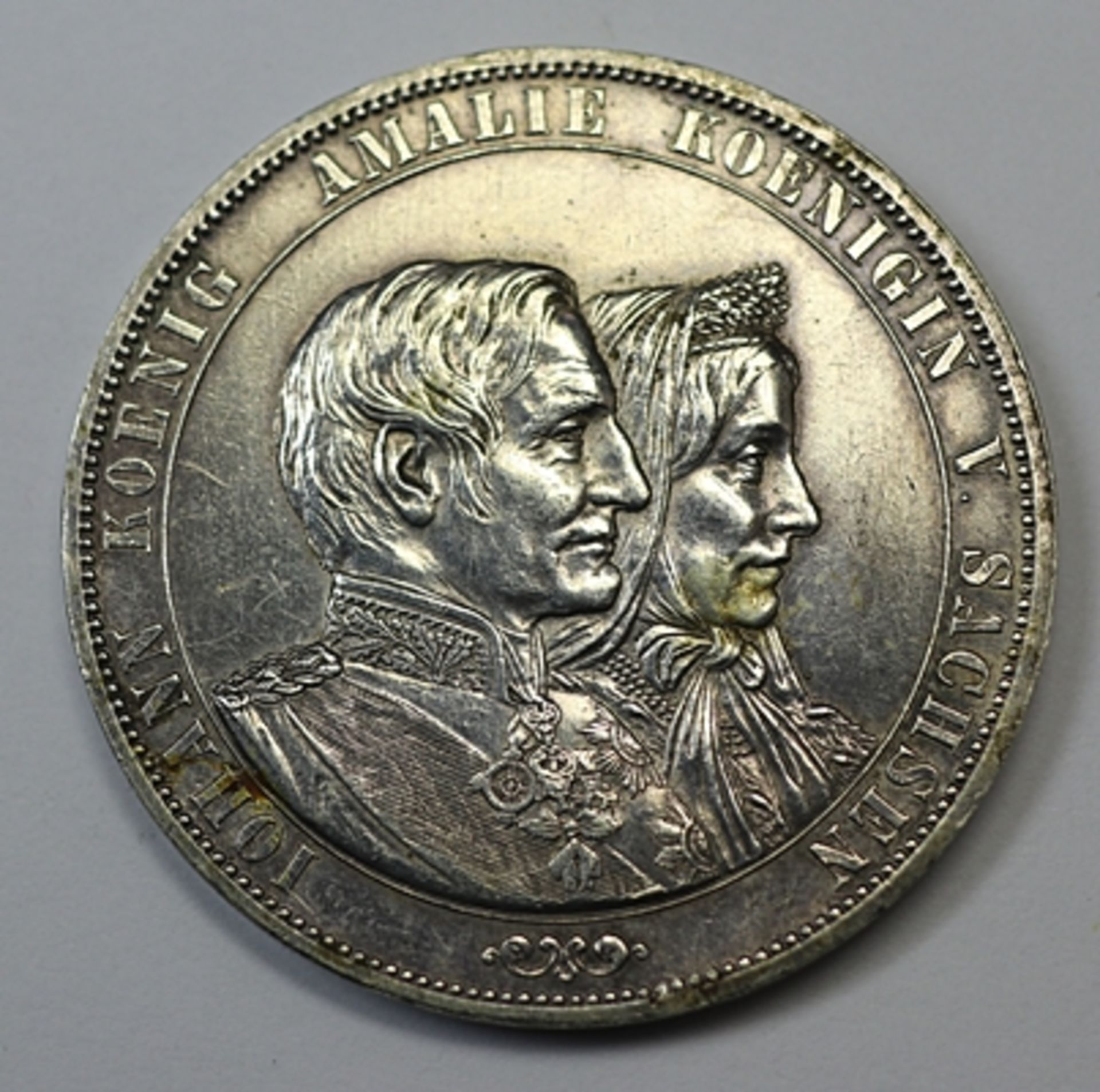 Medaille, Johann König Amalie Königin v. Sachsen 1872 B, vz., 36,96 g