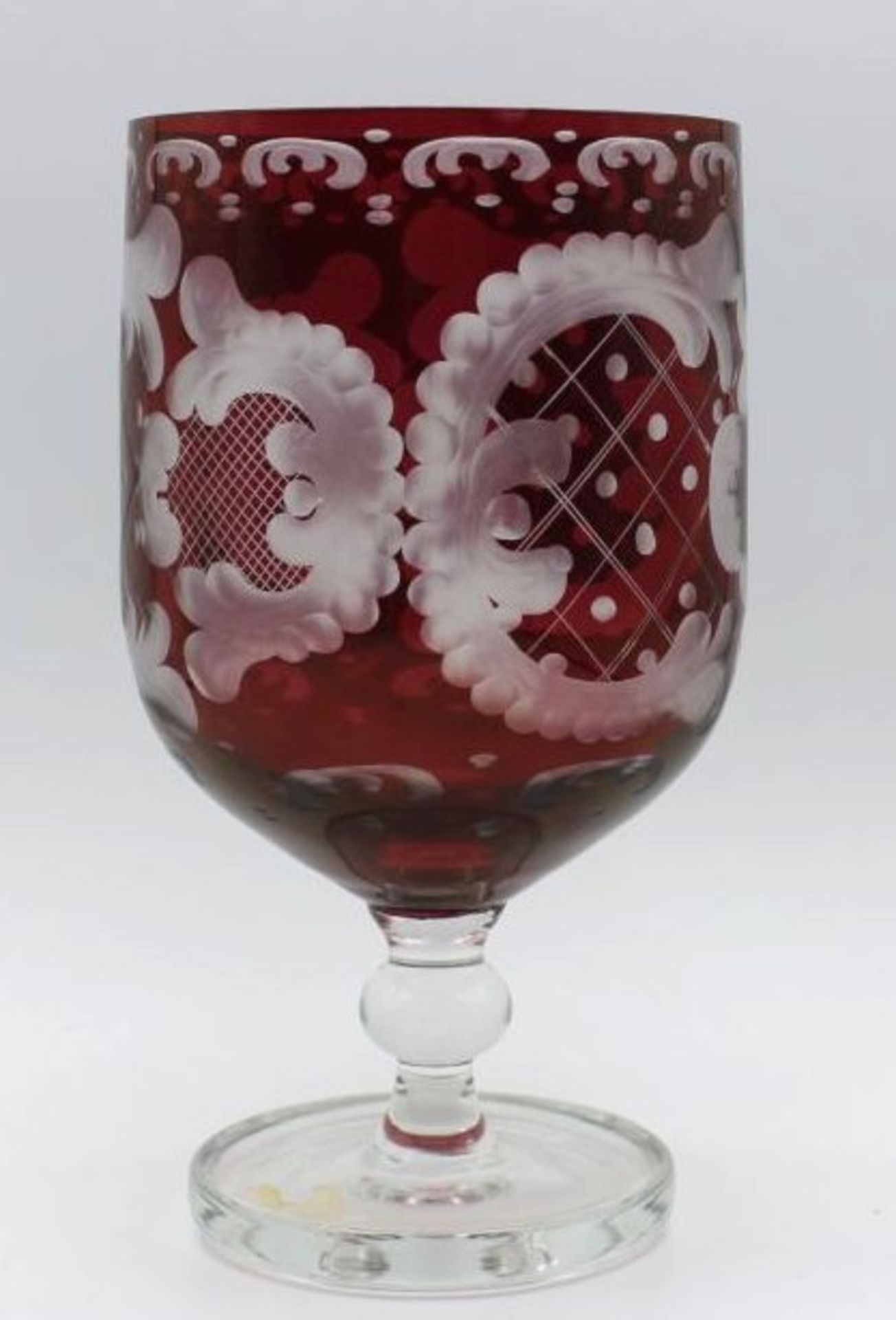 Pokalglas, wohl Böhmen, Barockschliff, H-16,5cm.