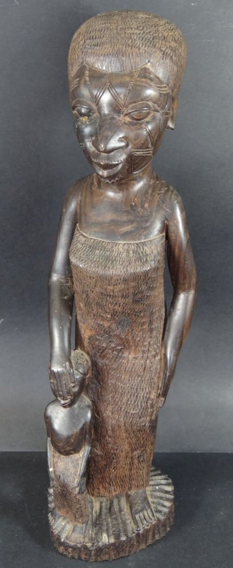 afrikan. Holzschnitzerei, Mutter mit Kind, H-39 cm