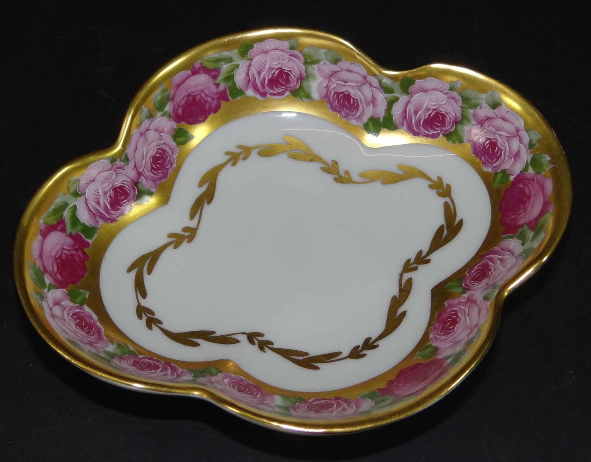 ovale grosse Deckeldose und kleine Schale "Limoges", Rosendekor, H-4 cm, 16x10 cm, Schale 14x12 cm - Bild 6 aus 10