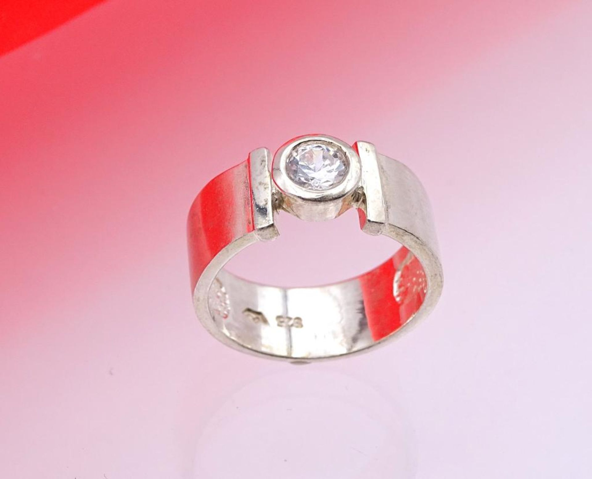 925er Silber Ring mit einen Zirkon, 5,3gr., RG 54 - Bild 2 aus 3