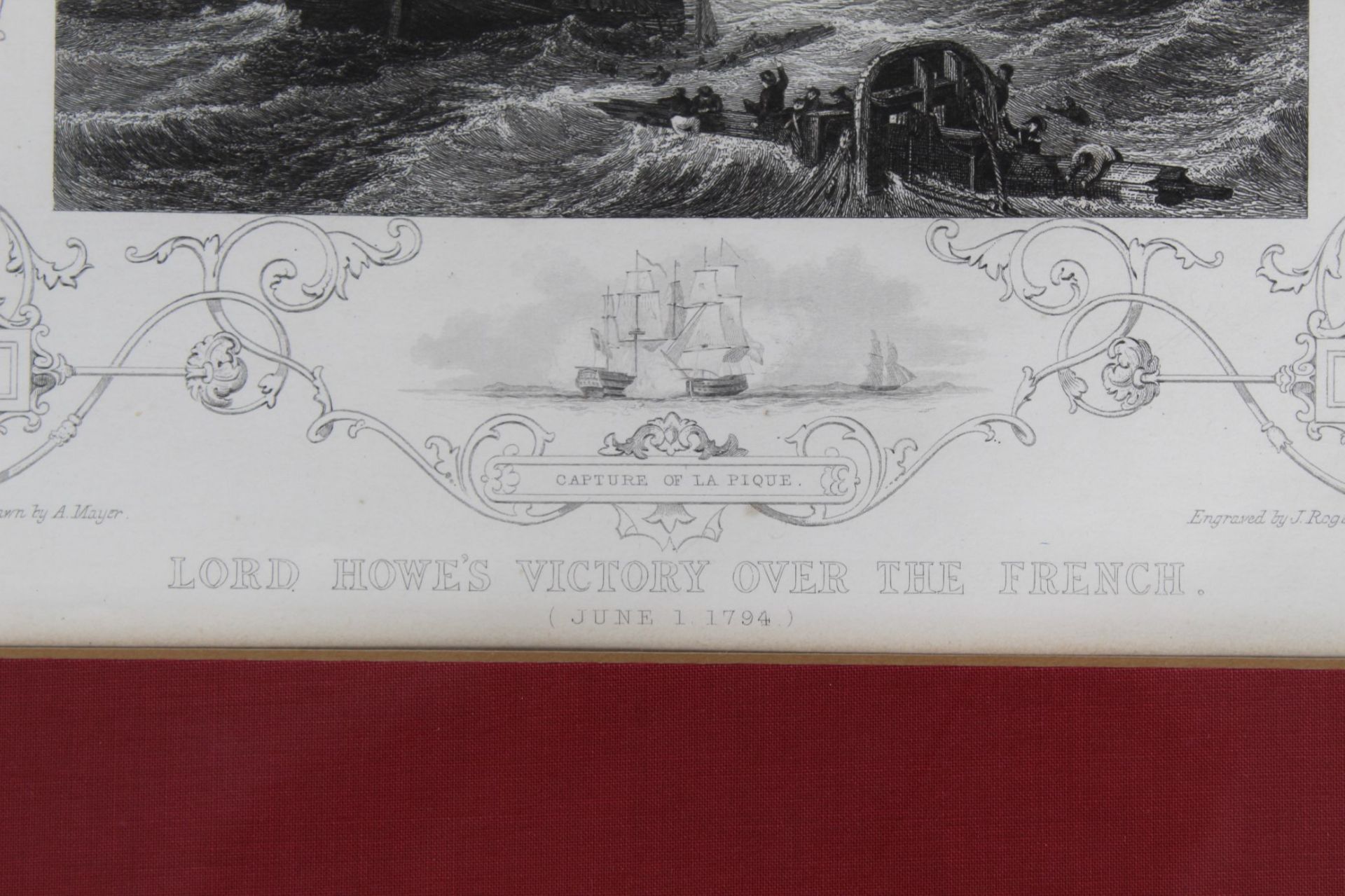 4x Radierungen mit Seeschlachten um 1790, ger7Glas, RG 35x45 cm - Bild 8 aus 9