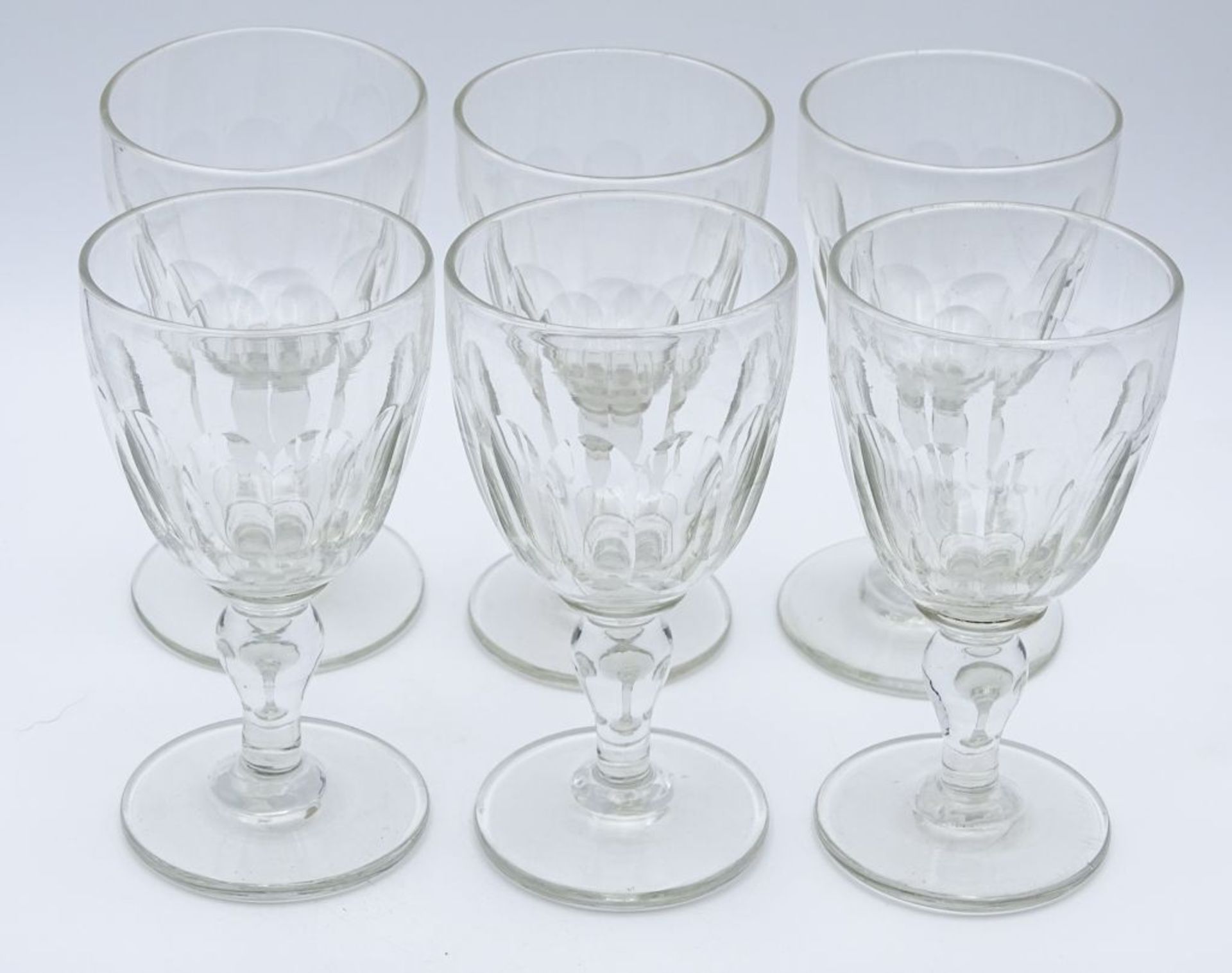 6x alte Gläser,ungemarkt,H-11,5c