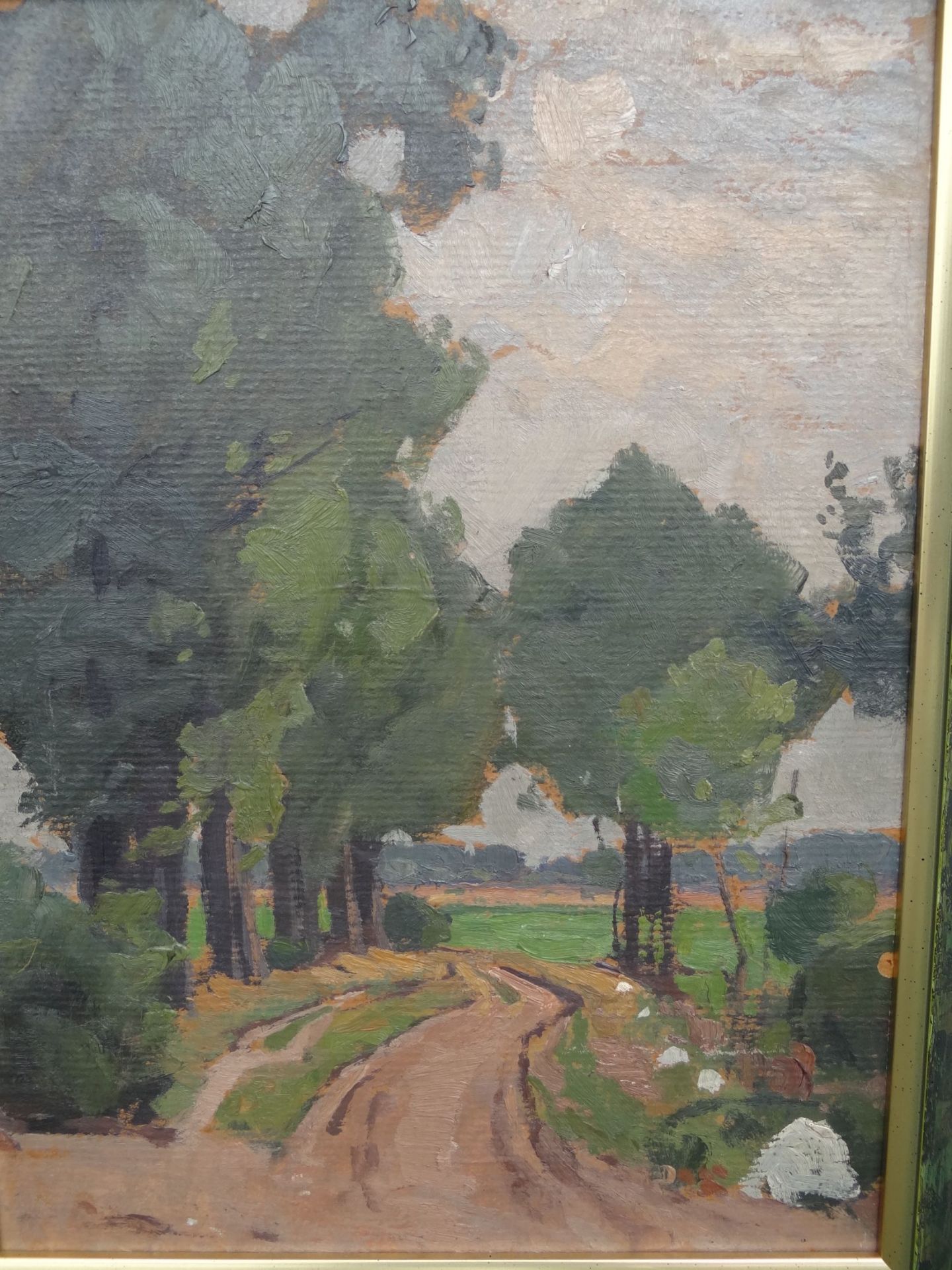 Karl KRUMMACHER (Attrib.) (1867-1955) "Feldweg bei Worbswede", Öl/Pappe, gerahmt, RG 50x40 cm, lt. - Bild 2 aus 2