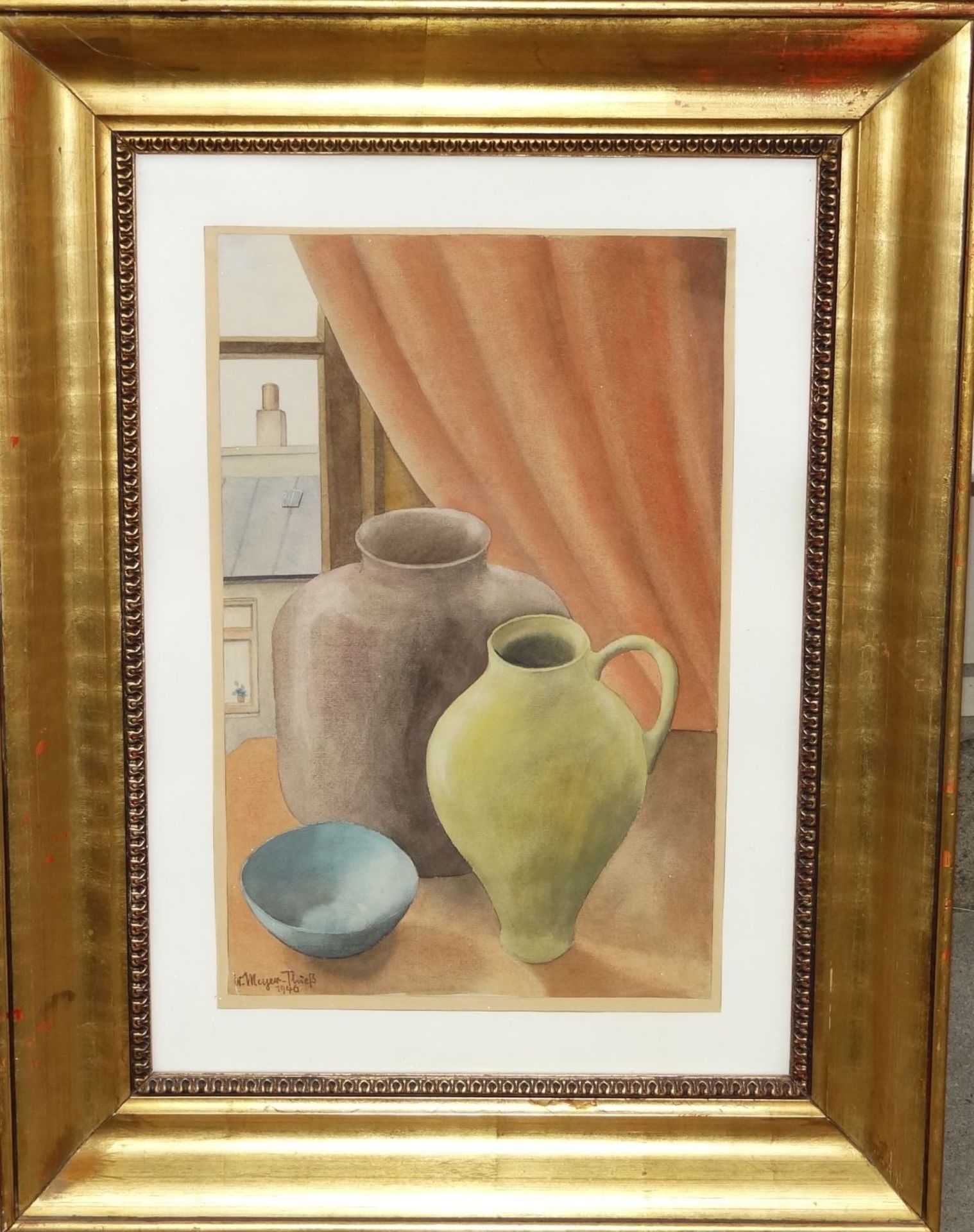 W.Meyer-Thieß "Stilleben mit Vasen" Aquarell, ger/Glas, RG 63x49 c - Bild 3 aus 5