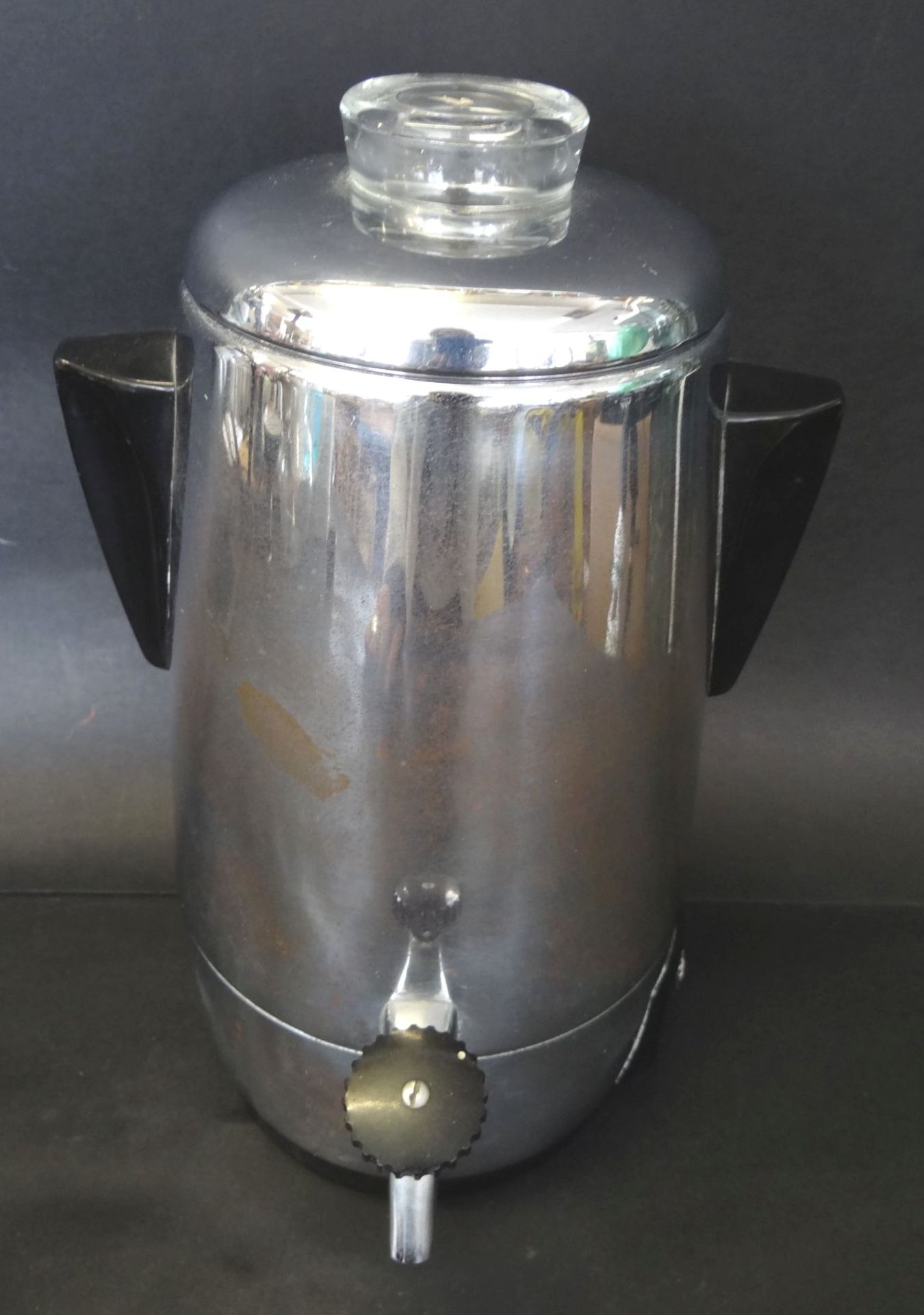 Rowenta Kaffeemaschine um 1960, Edelstahl, Schnur fehlt, H-28 cm - Bild 2 aus 5