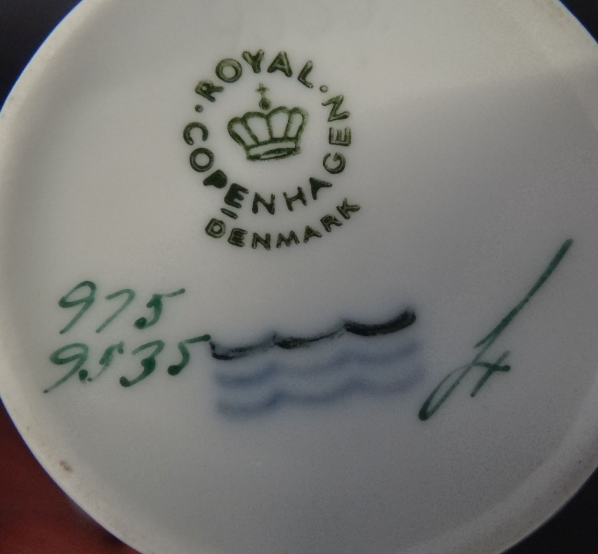 Mokkatasse mit U.T. "Royal Copenhagen" grün/weiss, Goldran - Bild 4 aus 4