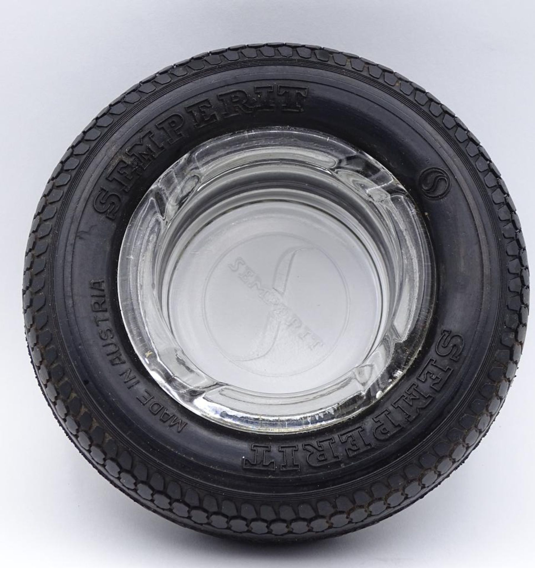 Glasaschenbecher umringt von einem Reifen,"Semperit",d-13,5cm - Bild 2 aus 2