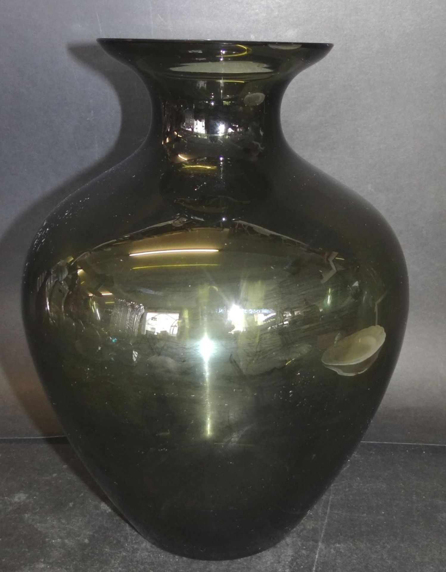 grosse, grüne Kristall-Vase, H-25 cm, D-19 cm