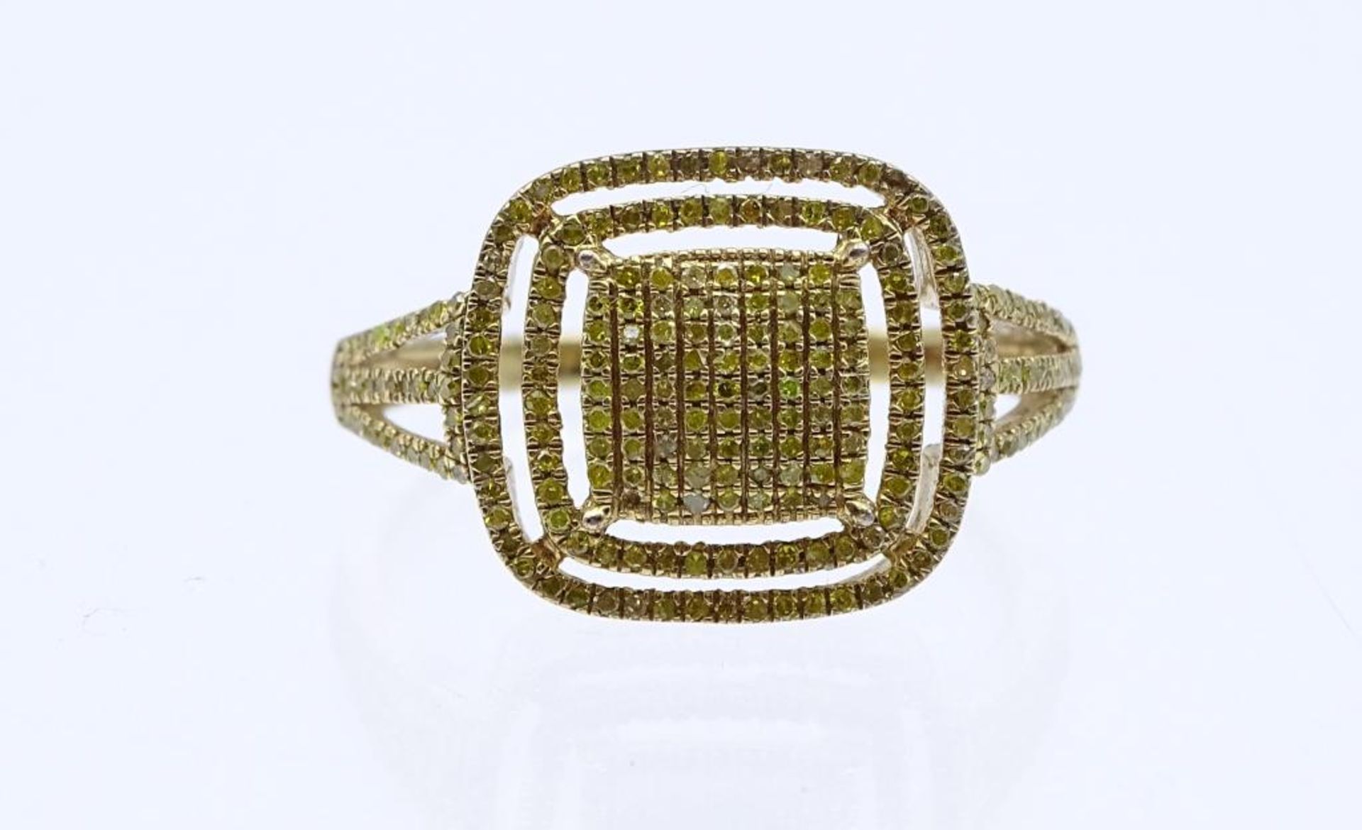 Sterling Silber Ring 925/000 vergoldet mit gelben Diamanten, 3,0gr., RG 60 - Bild 4 aus 4