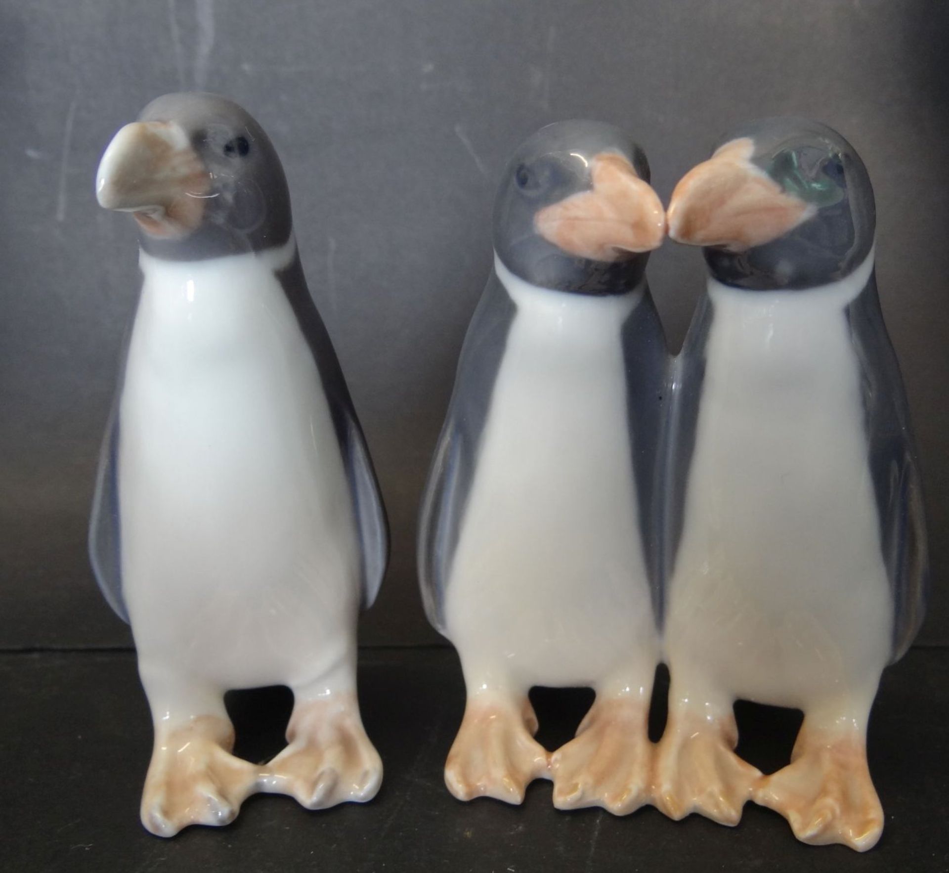 1x zwei, 1x einzelner Pinguin, Royal Copenhagen, H-9,5 cm