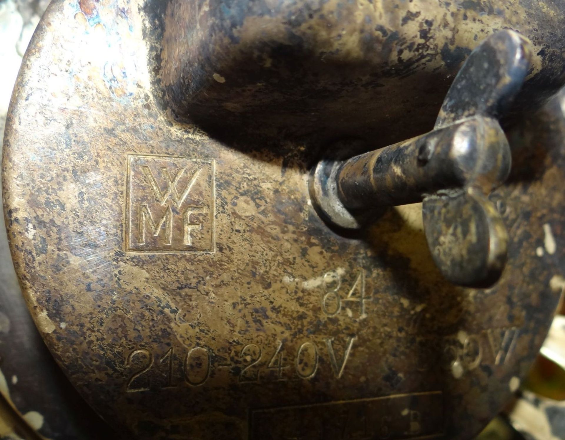 "WMF" Kaffeemaschine, versilbert, um 1920, Glasdecketeill in sich gerissen, kaum fühlbar, H-34 c - Bild 7 aus 9