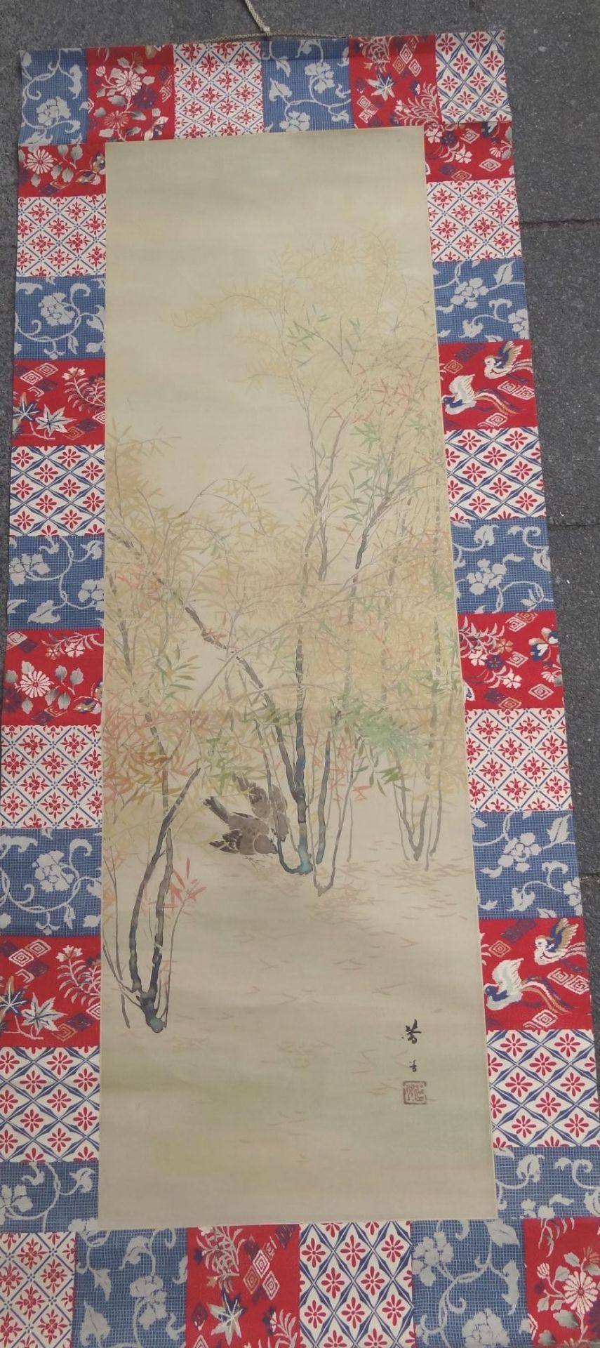 chinenesisches Rollbild, Aquarell auf Papier, 135x55cm