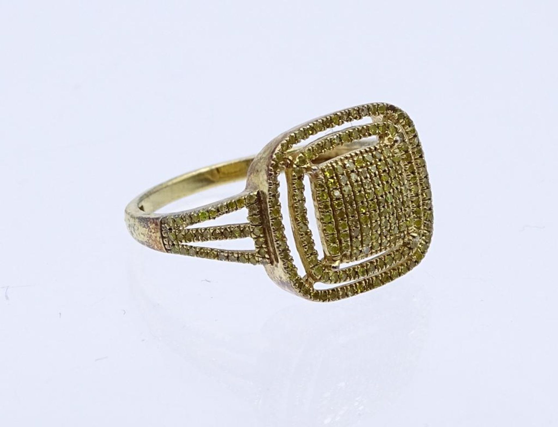 Sterling Silber Ring 925/000 vergoldet mit gelben Diamanten, 3,0gr., RG 60 - Bild 2 aus 4