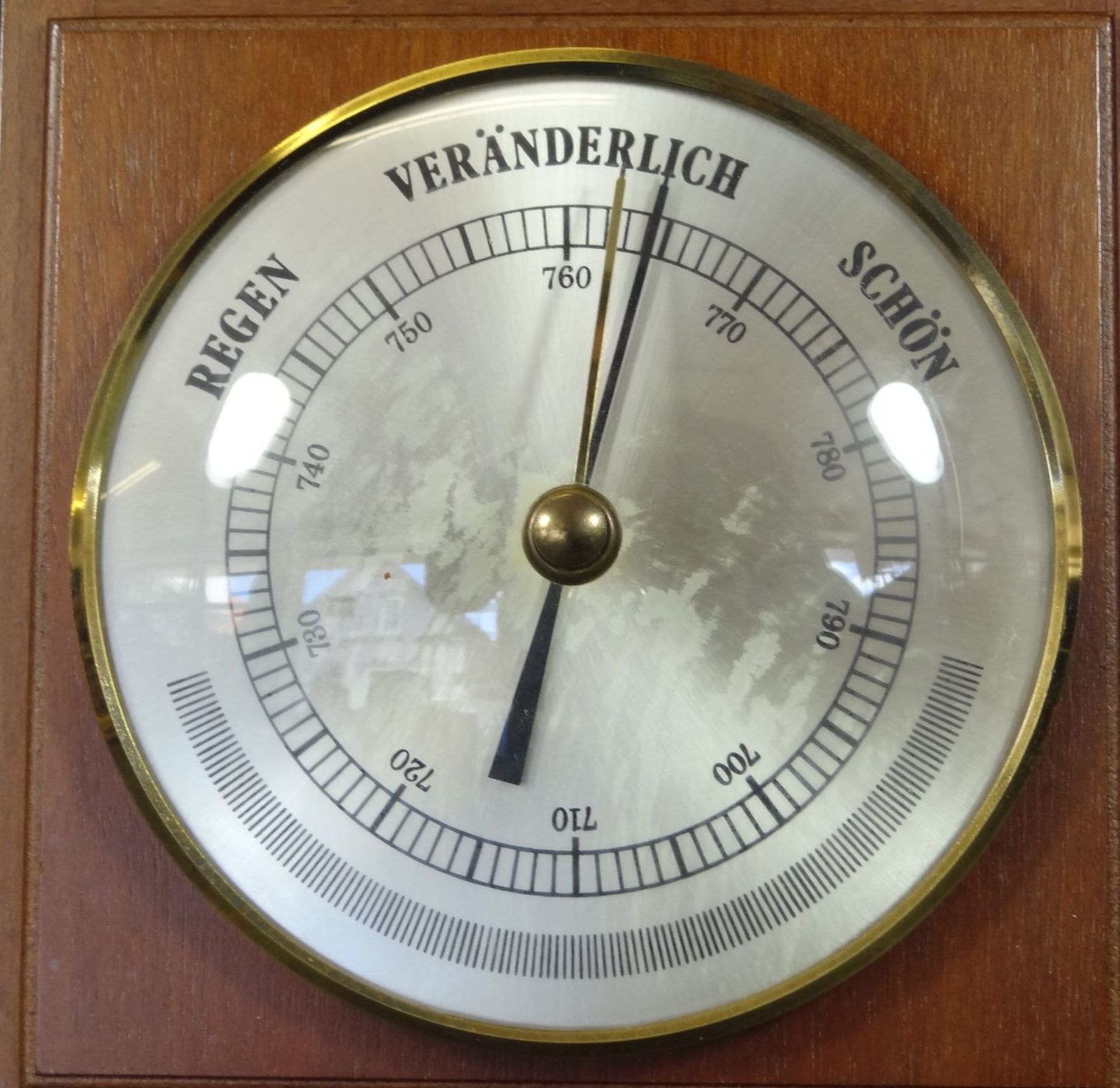 Junghans Wanduhr mit Barometer in Holzgehäuse, Batterie, 32x16 c - Bild 3 aus 4