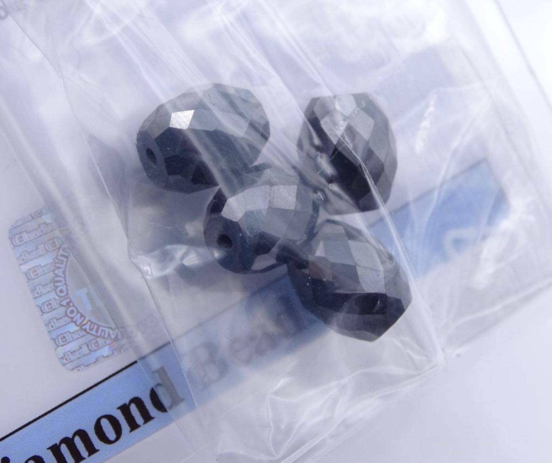 4 fac., schwarze Diamant-Pampeln, zus. 20,00 ct, 6,00 x 5,00 mm - Bild 2 aus 2