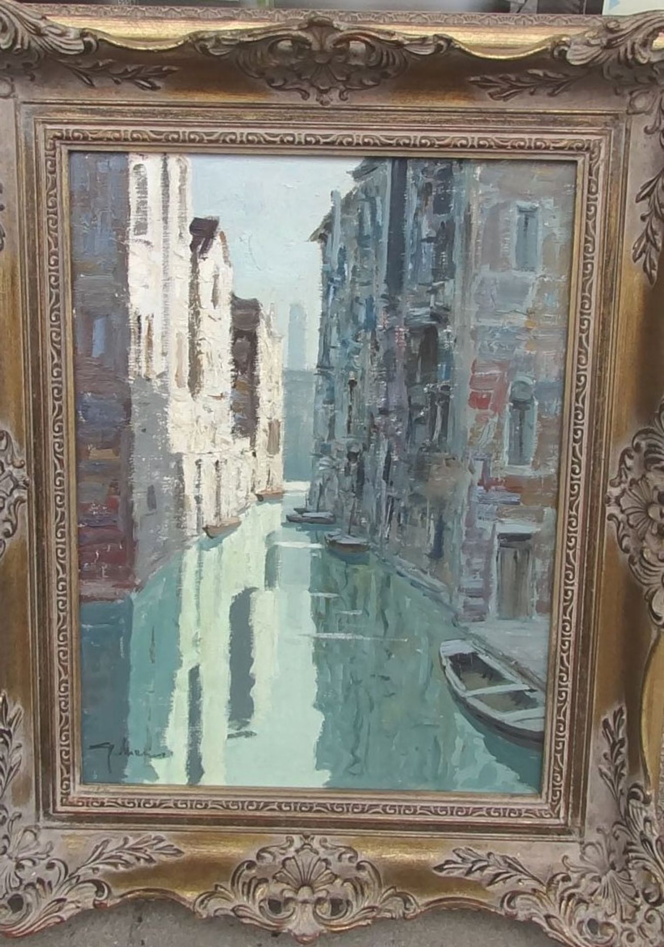 Mario MARESCA (1877-c.1959) "Kanal in Venedig" Öl/Leinen, gut gerahmt, RG 5345 c - Bild 2 aus 6