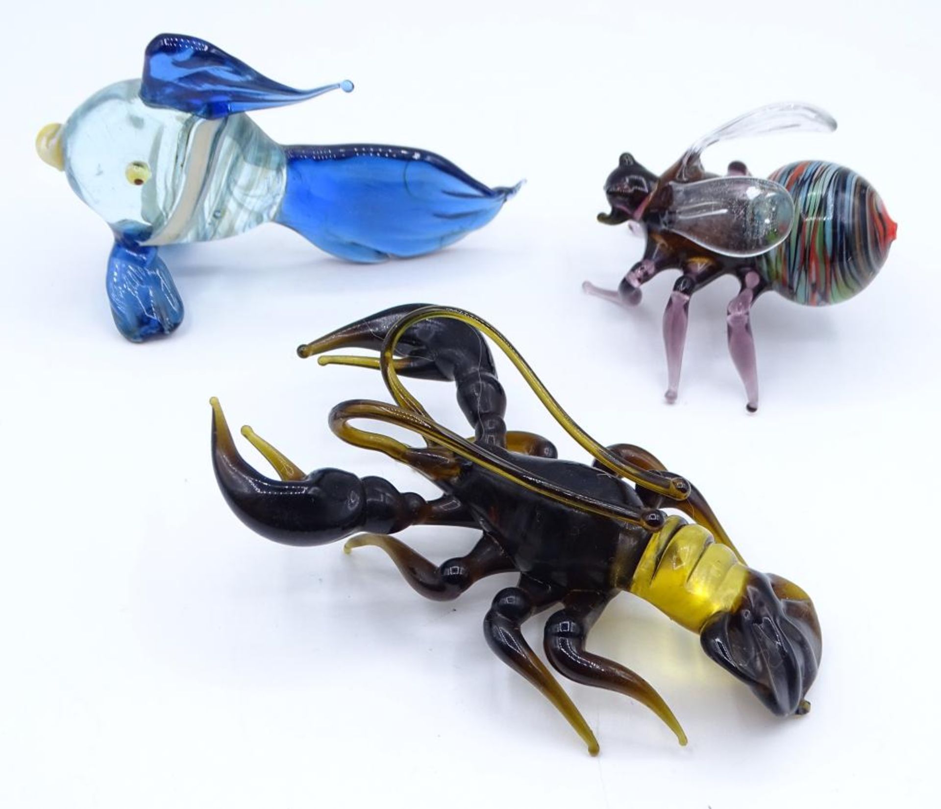 3x Glas Tiere,Fisch,Skorpion und Hummel,unbeschädigt,5-9c - Bild 3 aus 10