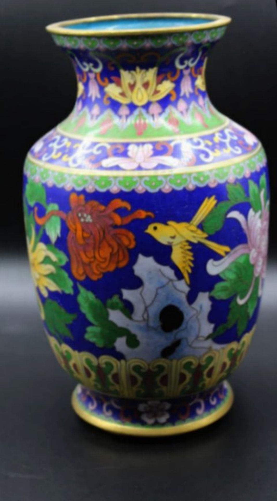 Vase, Cloissone, China, älter, Floraldekor, H-25cm.