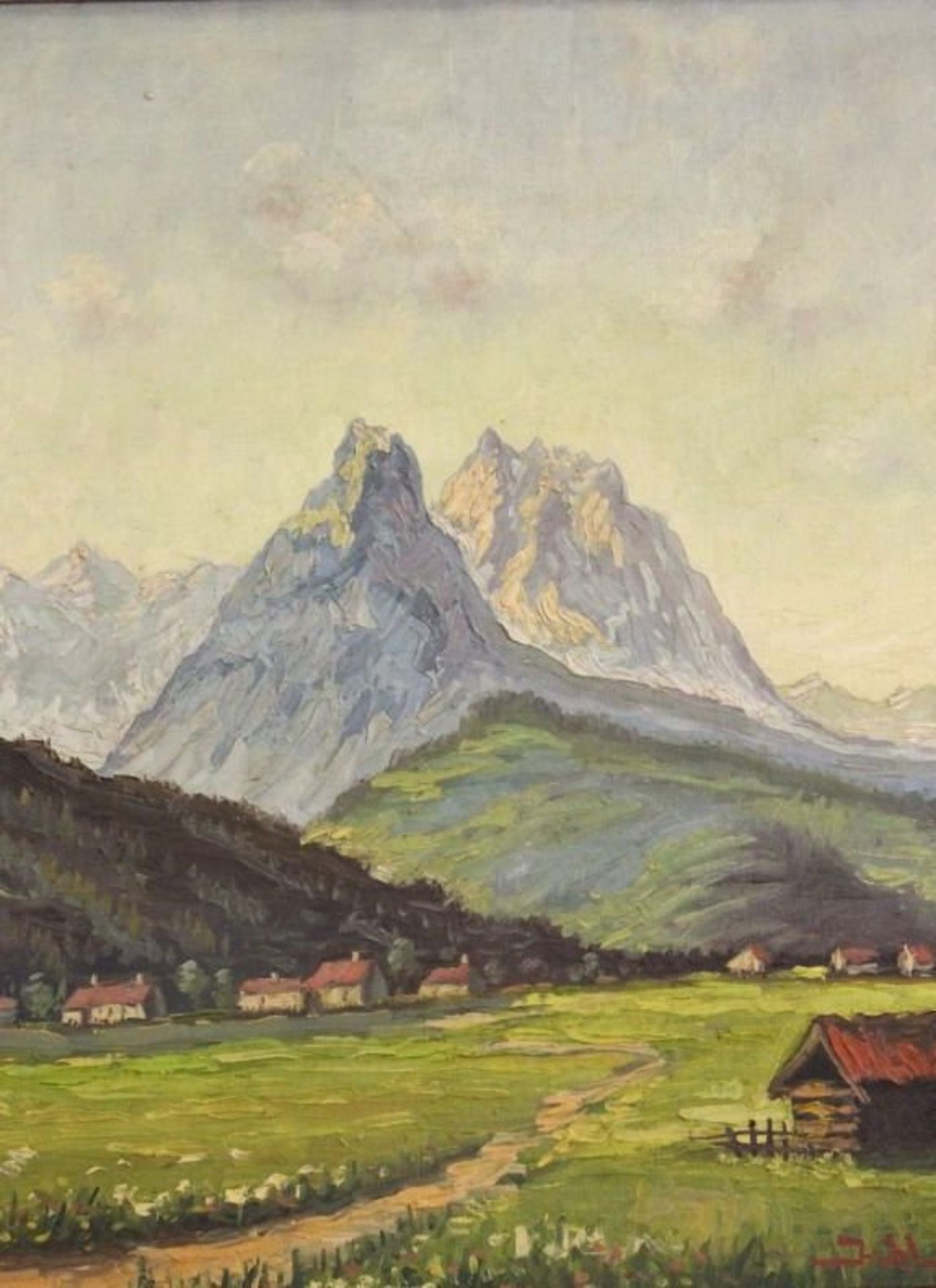 Wladyslaw JAHL (1886-1953) "Landschaft mir Gebirge", Öl/Leinwand, gerahmt, RG 58 x 48cm.