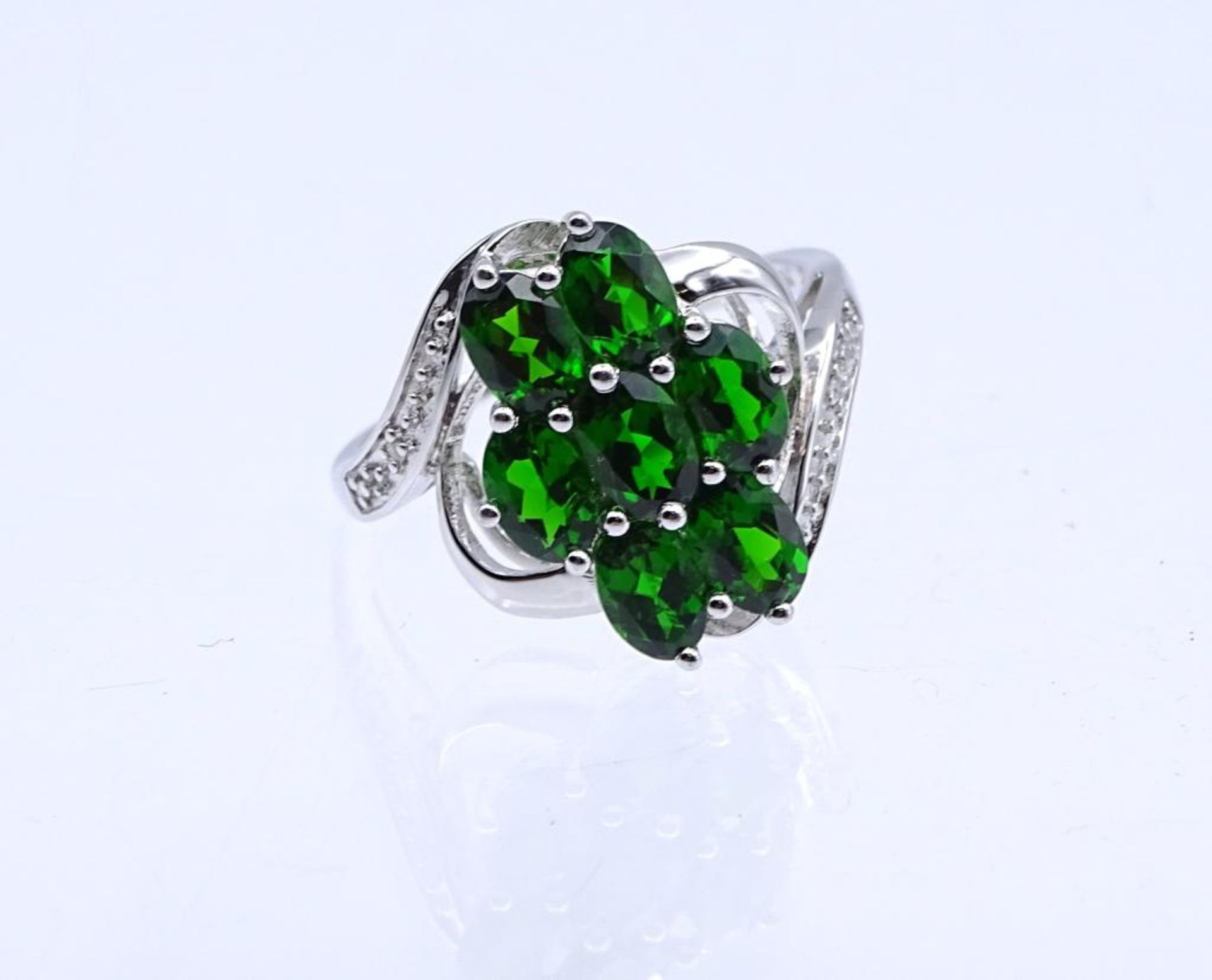 Sterling Silber Ring mit Chromdiopside, 3,9gr., RG 59/60 - Bild 2 aus 4