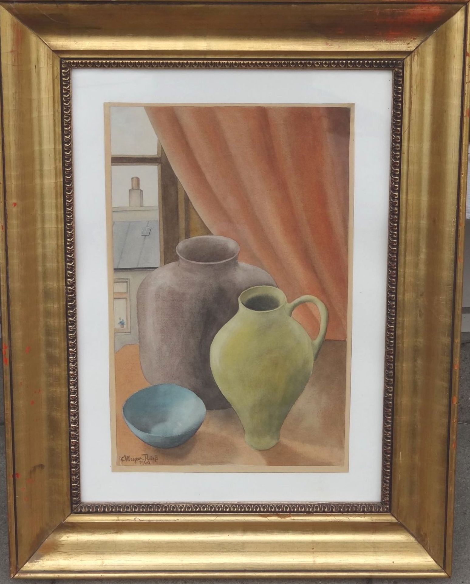 W.Meyer-Thieß "Stilleben mit Vasen" Aquarell, ger/Glas, RG 63x49 c - Bild 2 aus 5