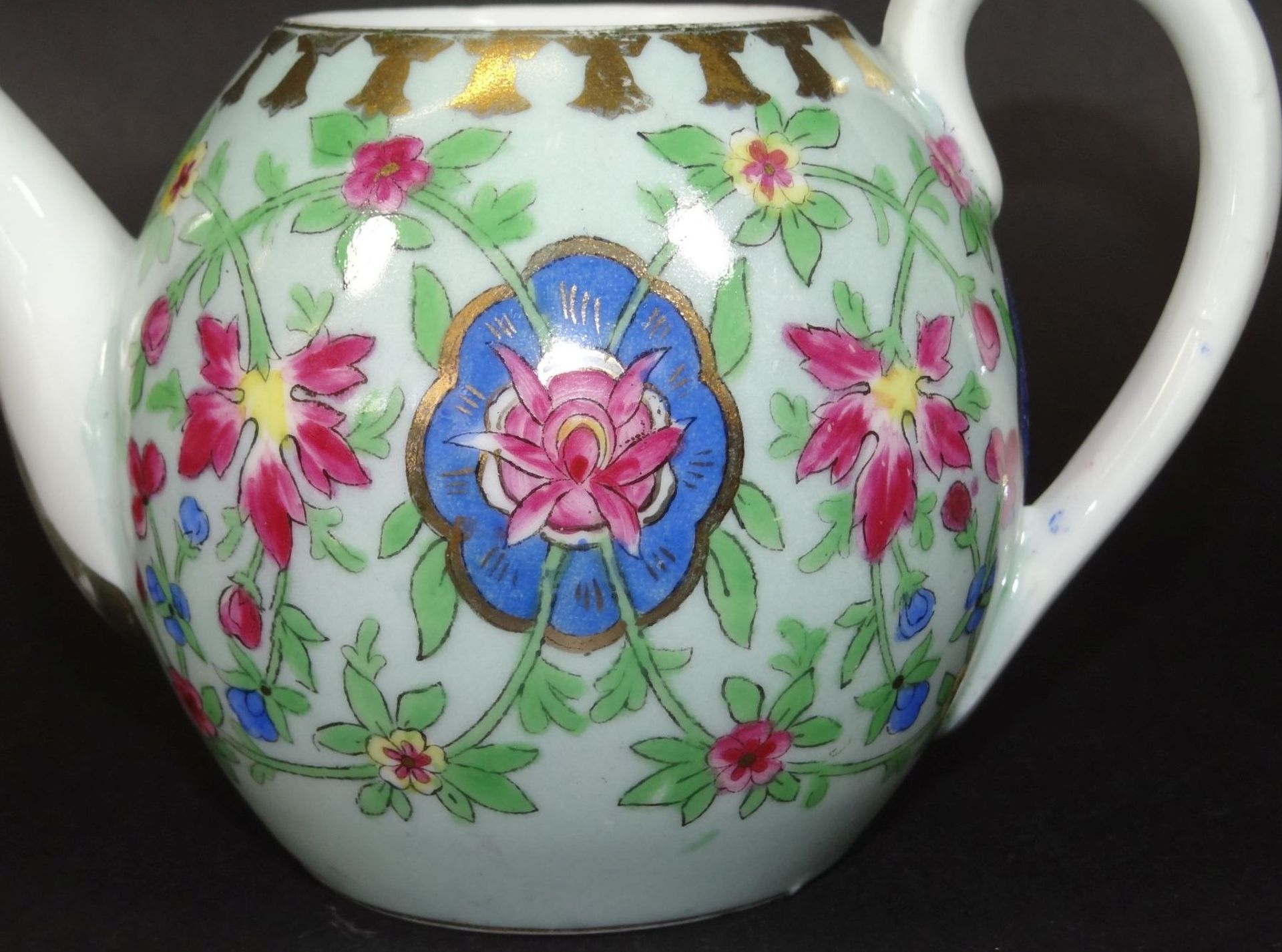 kl. Teekanne mit floralen Dekor, Russland, H-11,5 cm - Bild 6 aus 8